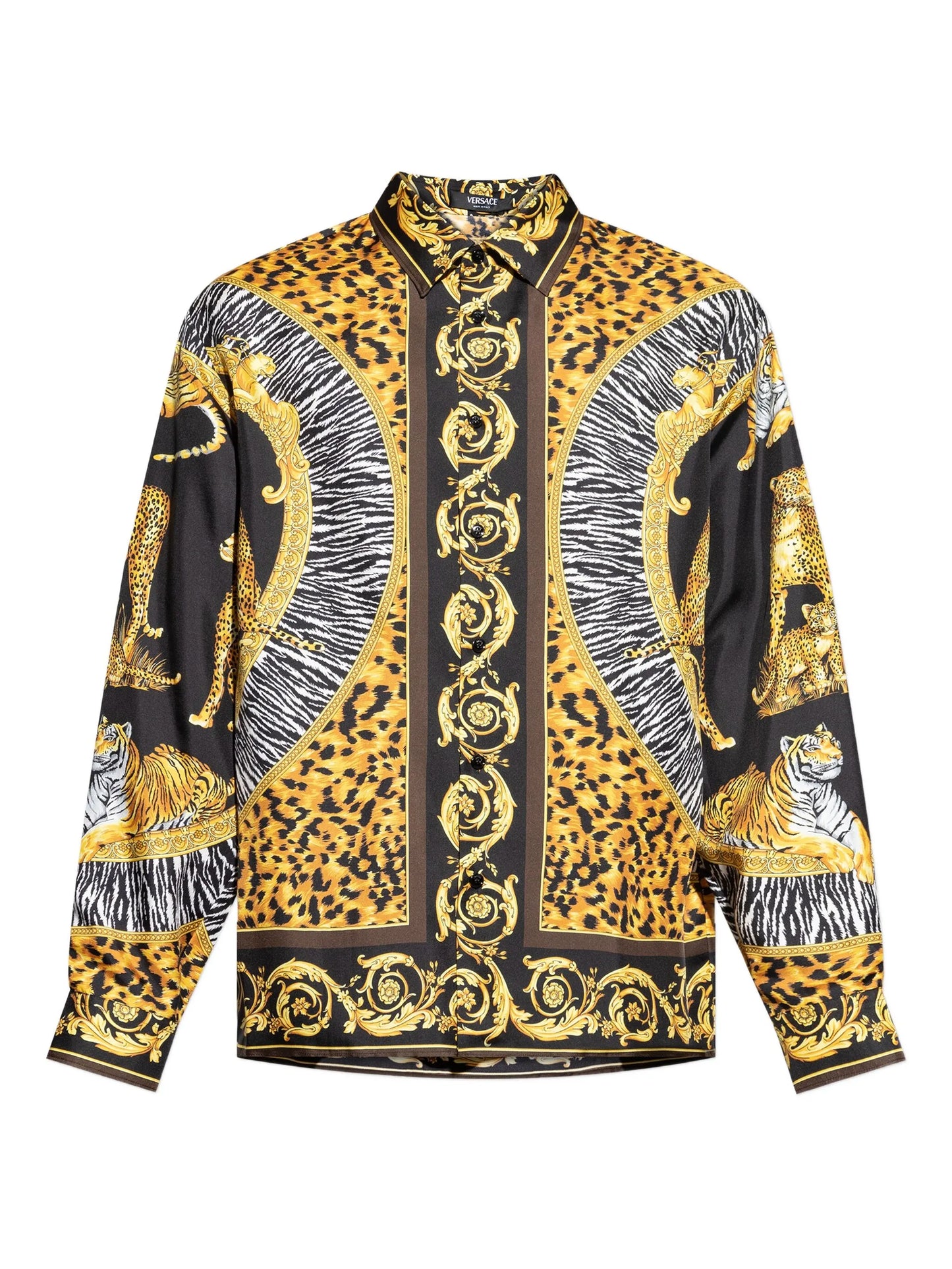 tiger leopard baroque-print shirt