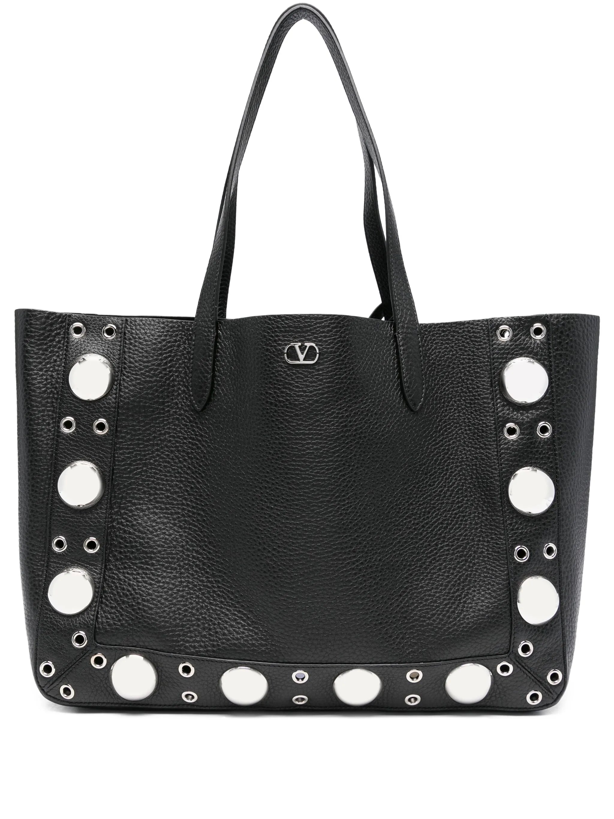 studded leather tote bag