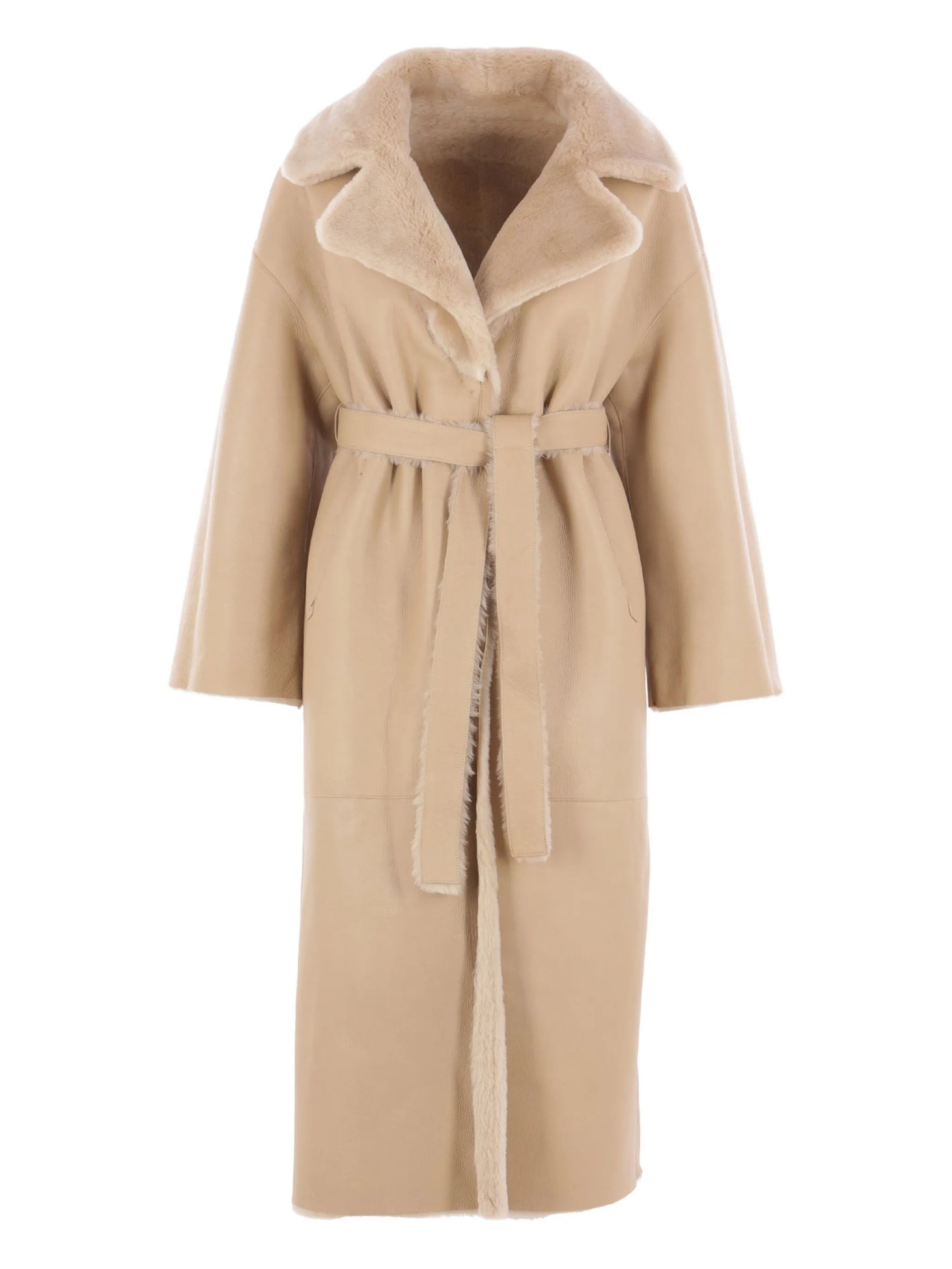 belted shearling coat