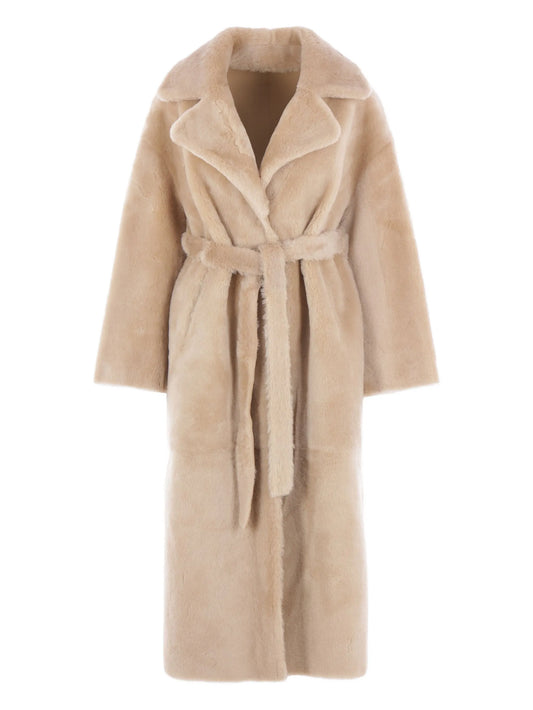 belted shearling coat