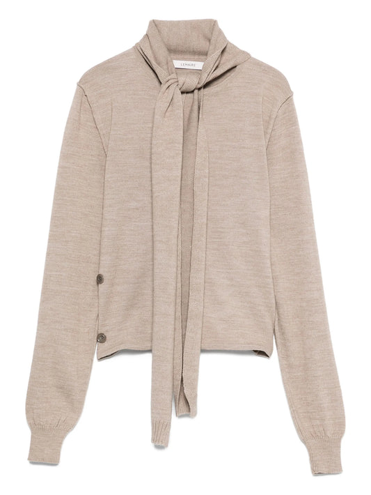 tied-neck button-detail top