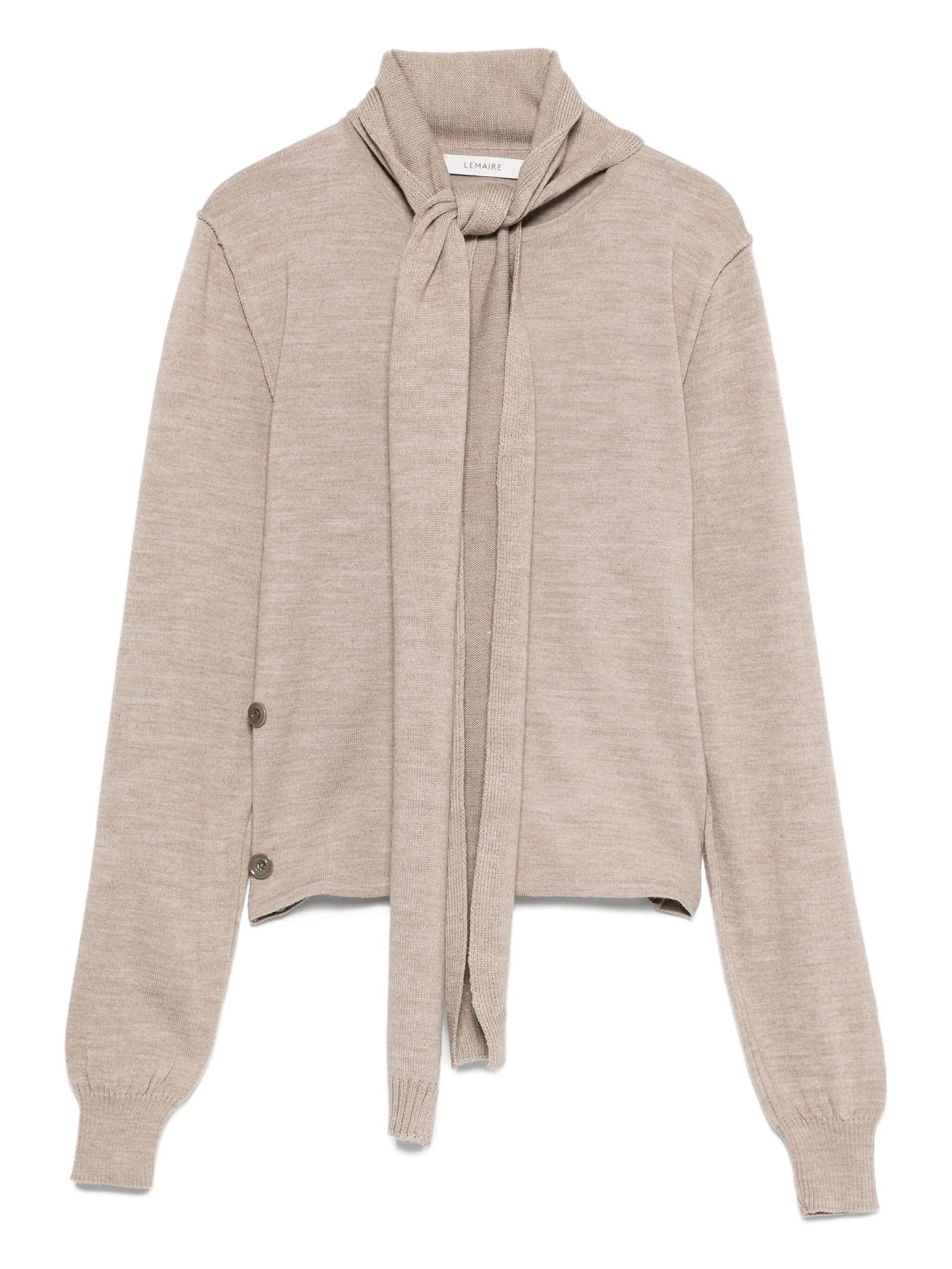 tied-neck button-detail top