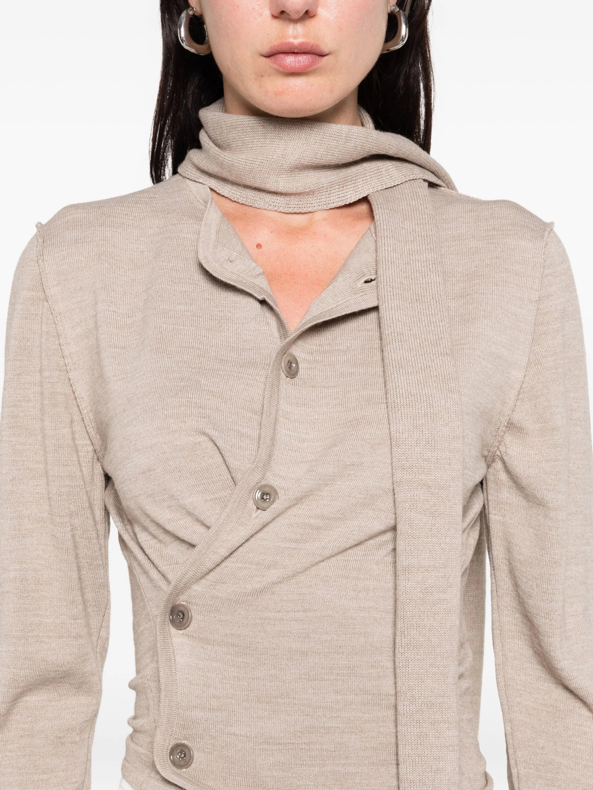 tied-neck button-detail top