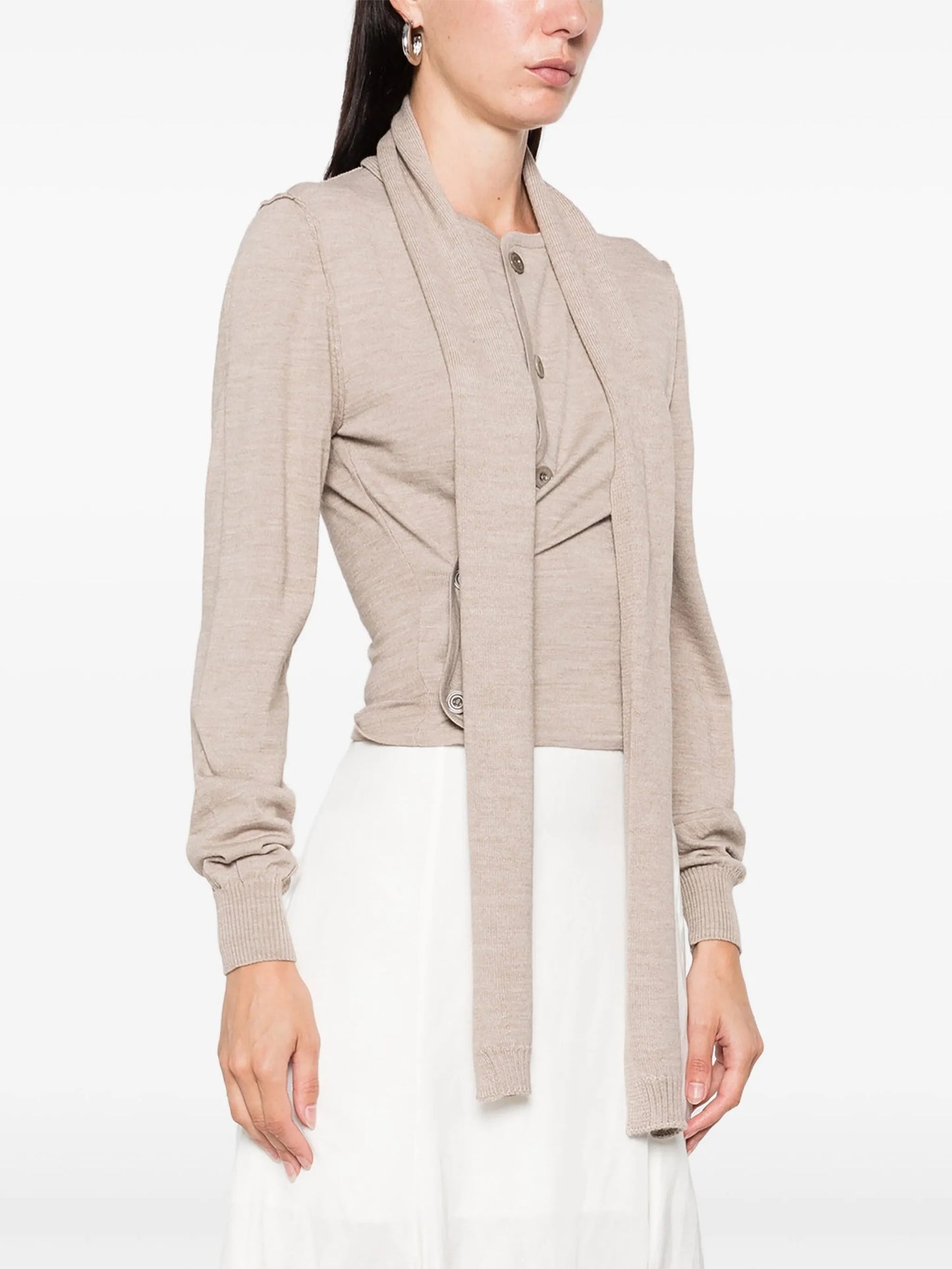tied-neck button-detail top