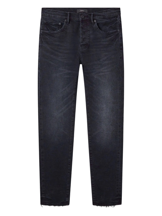 P001 rhinestone-logo jeans