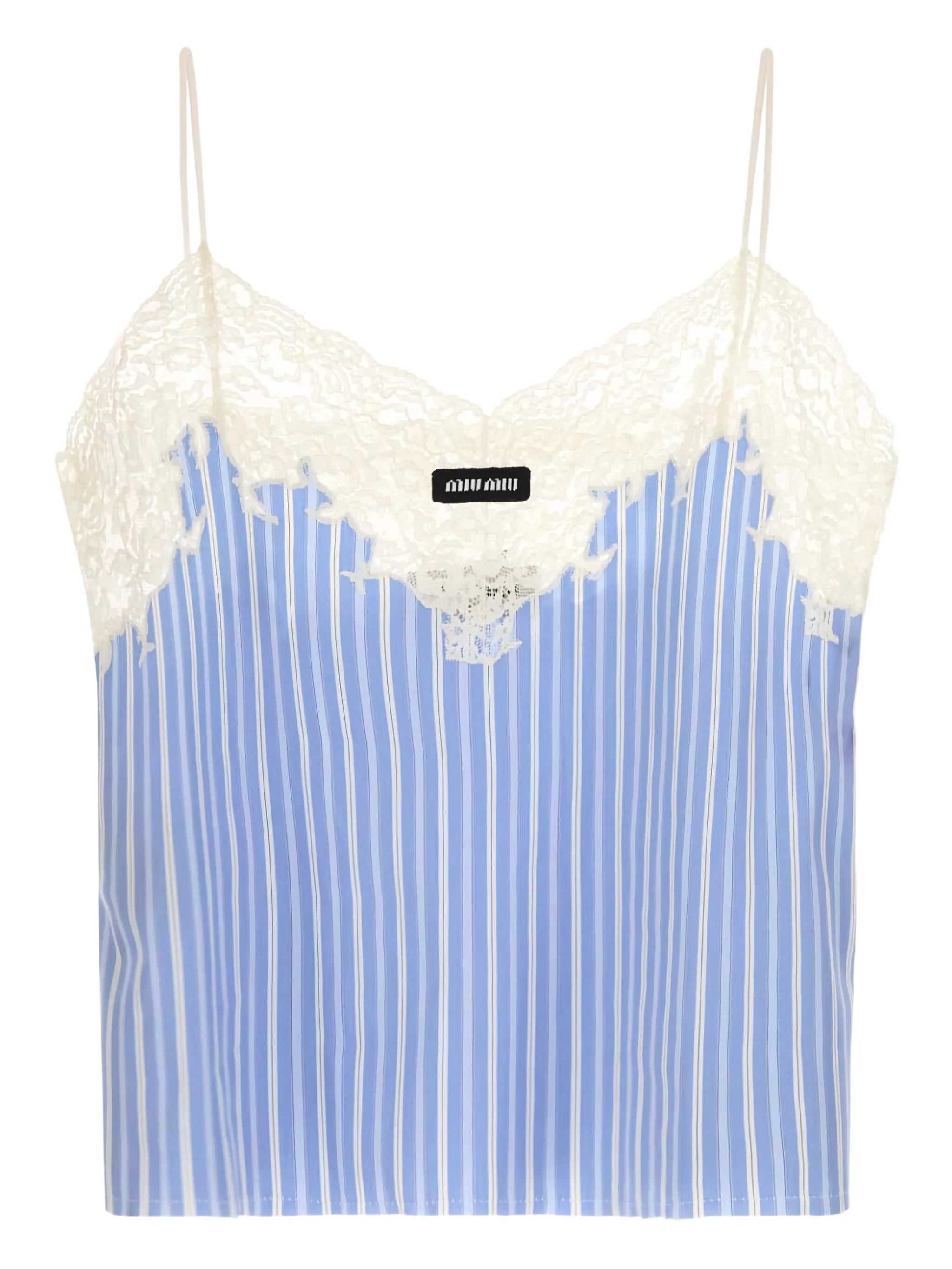 striped lace-trimmed top