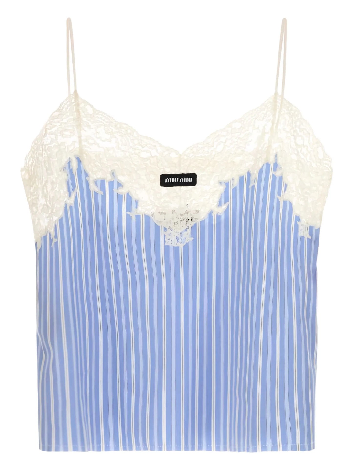 striped lace-trimmed top