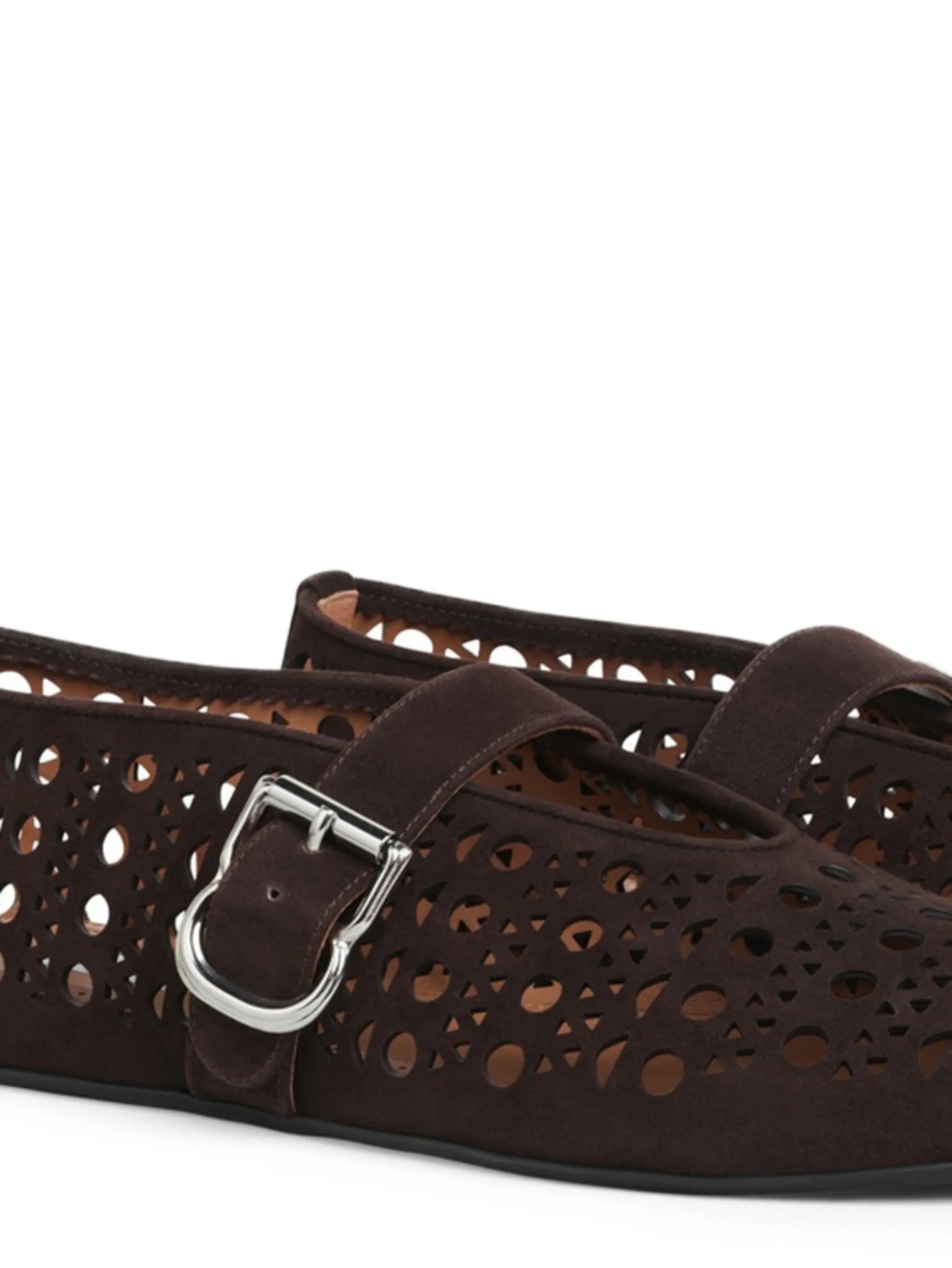 perforated suede ballet flats