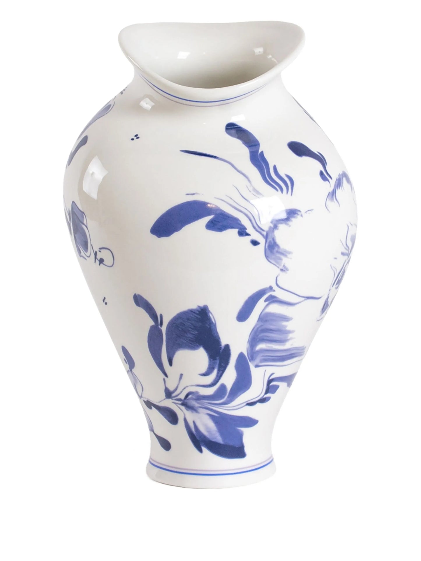 floral-print porcelain vase