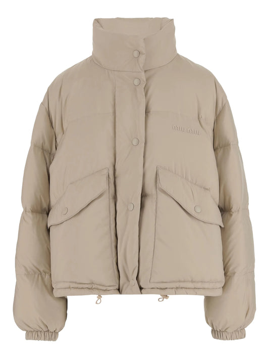 high-neck flap-pockets jacket