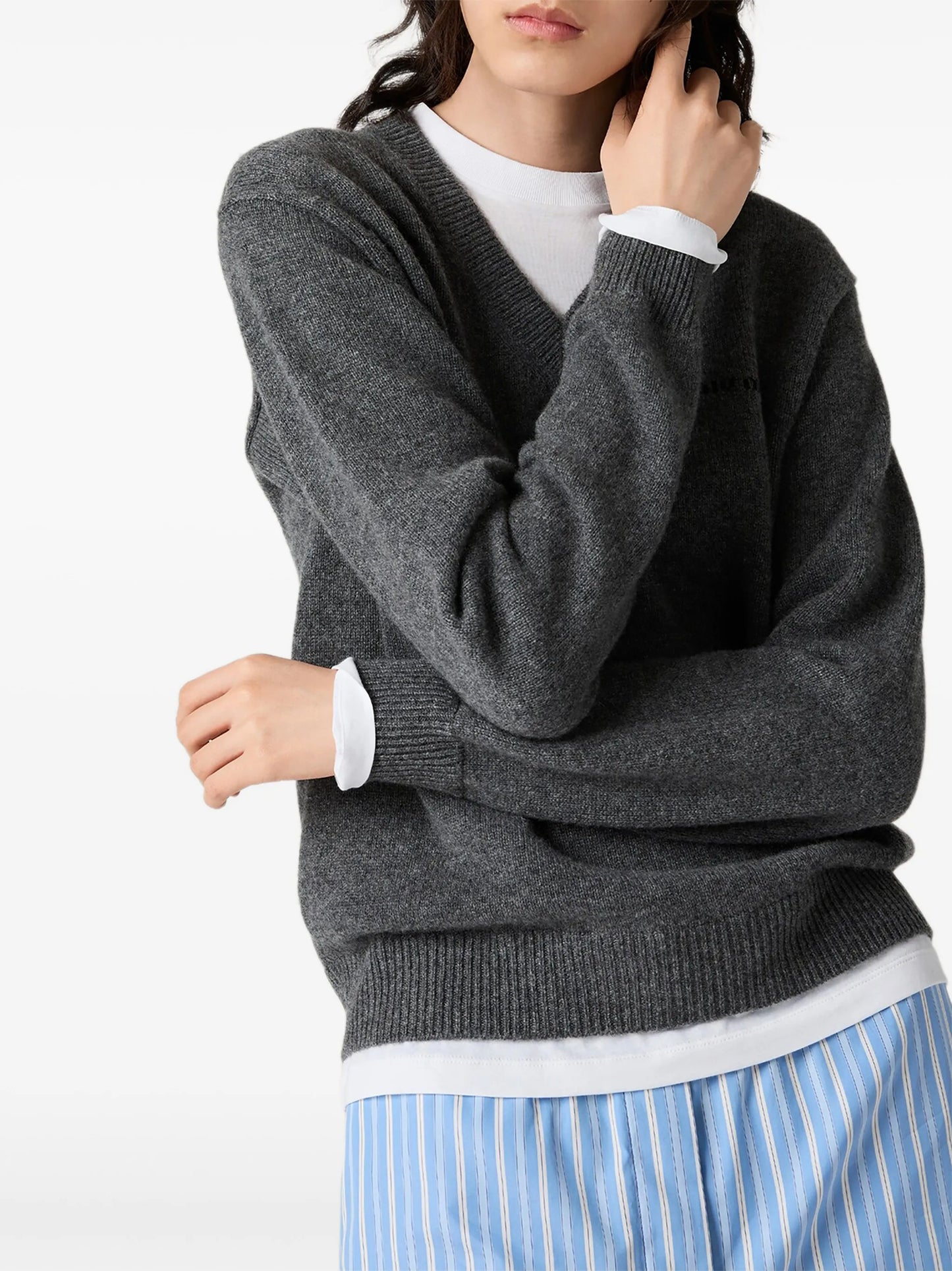 layered-effect V-neck sweater