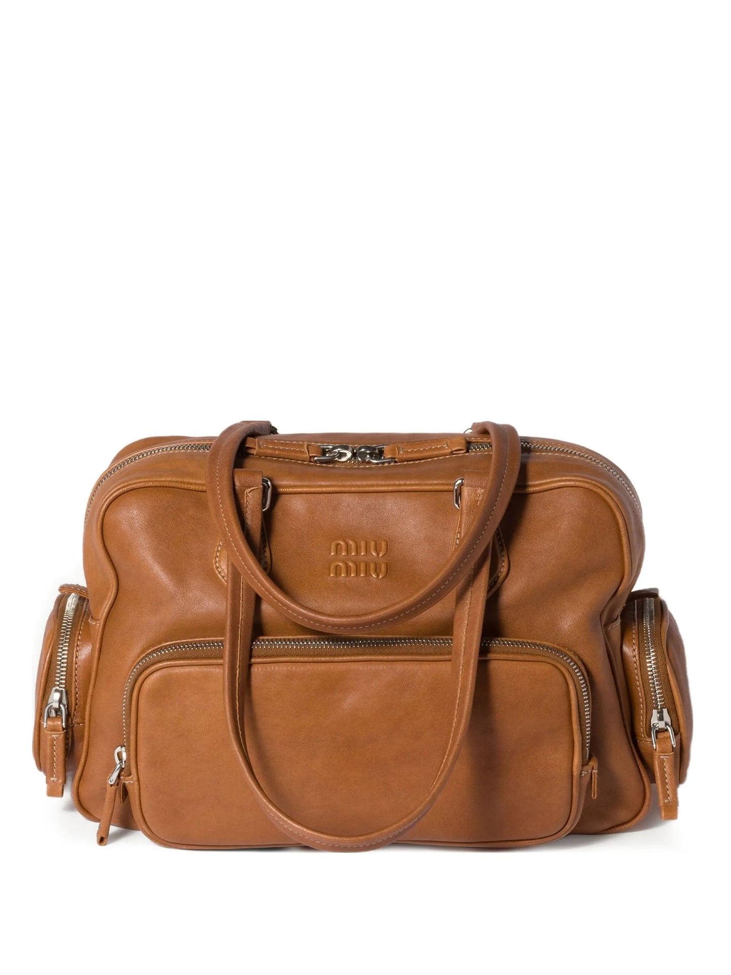 pocket leather tote bag