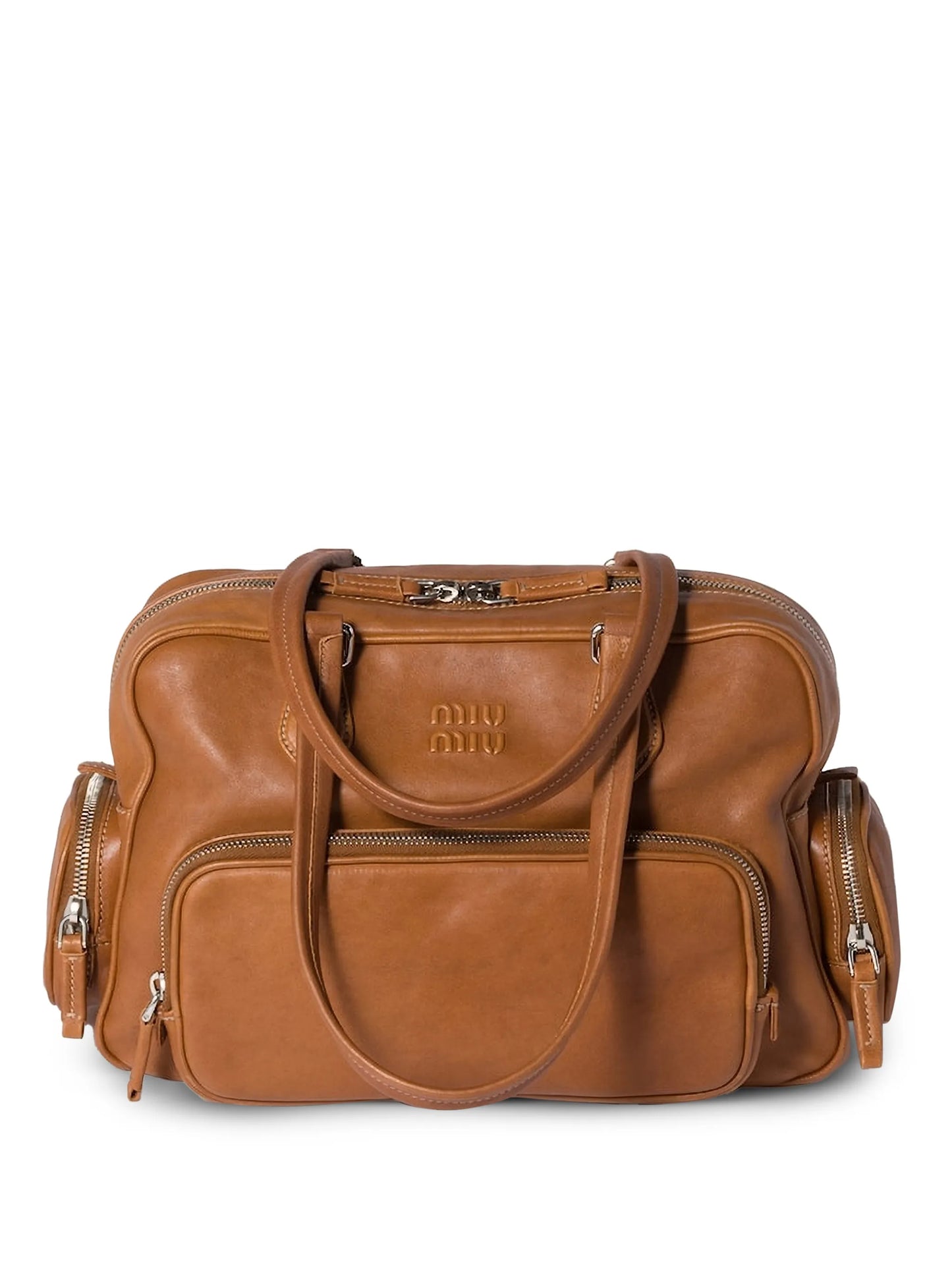 pocket leather tote bag