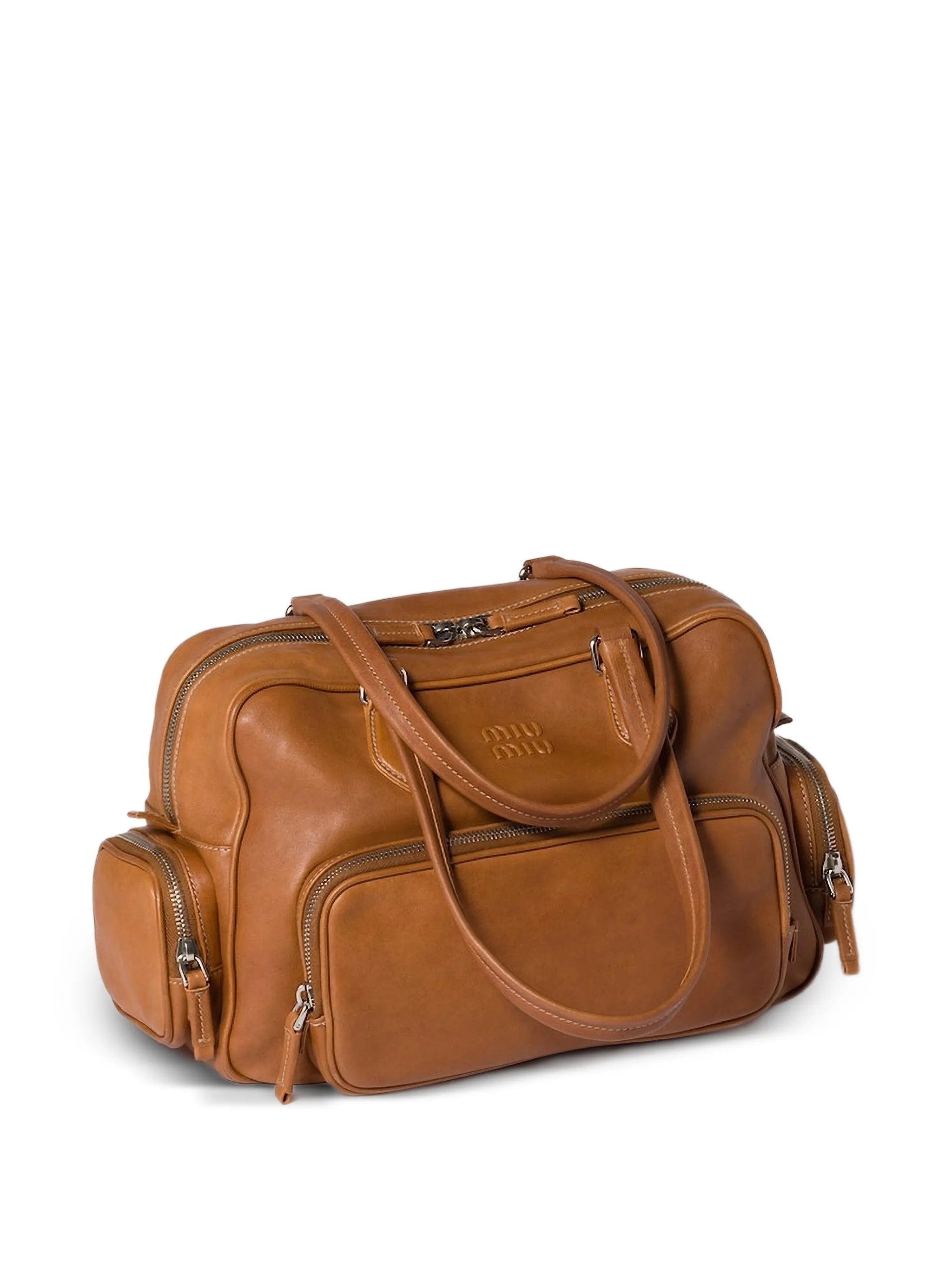 pocket leather tote bag