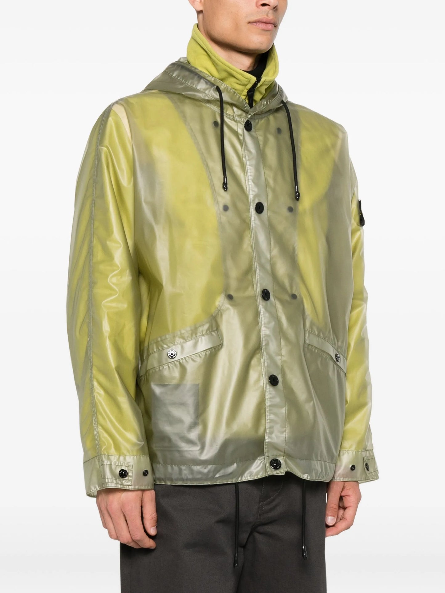 hooded transparent raincoat
