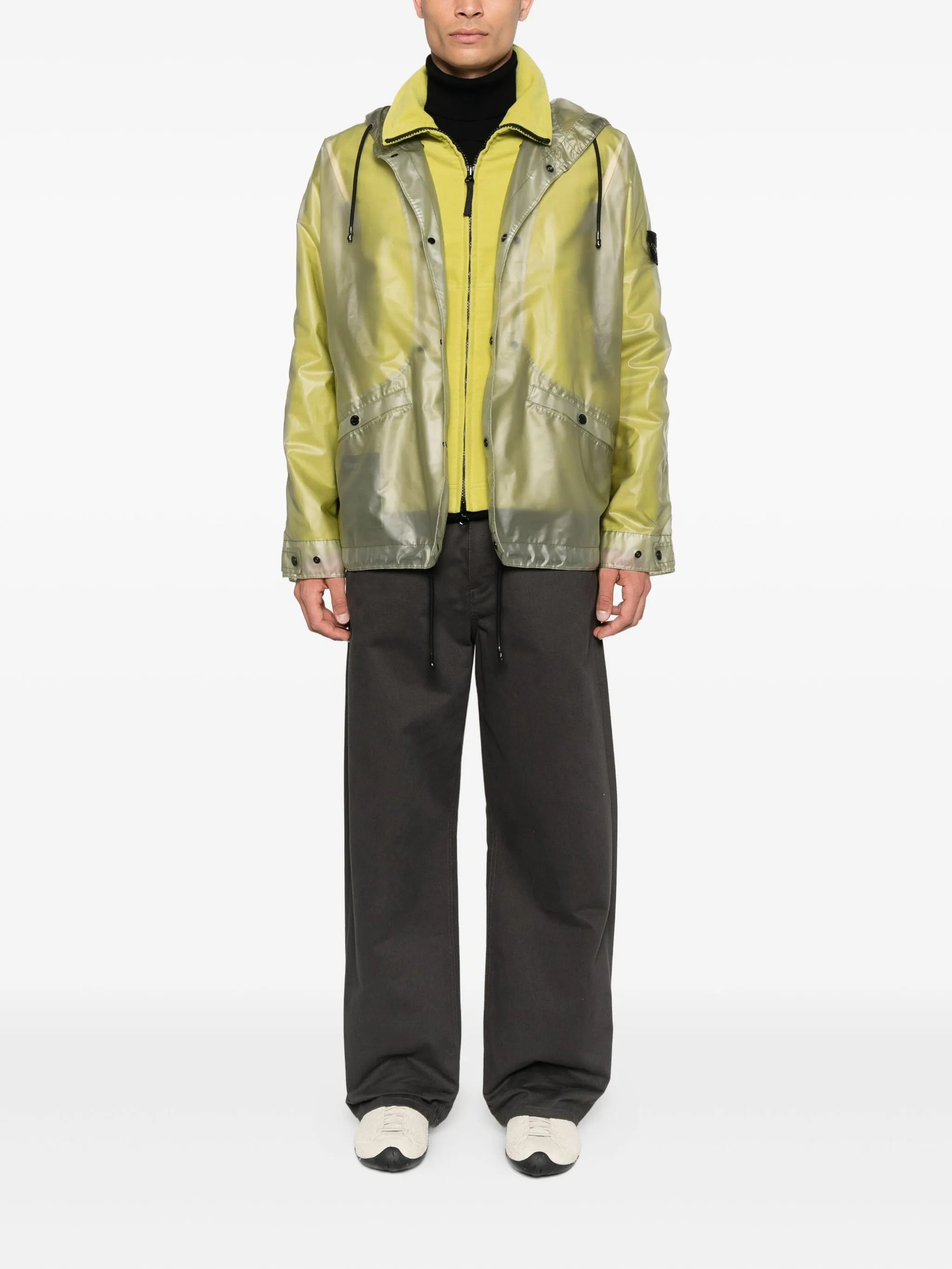 hooded transparent raincoat