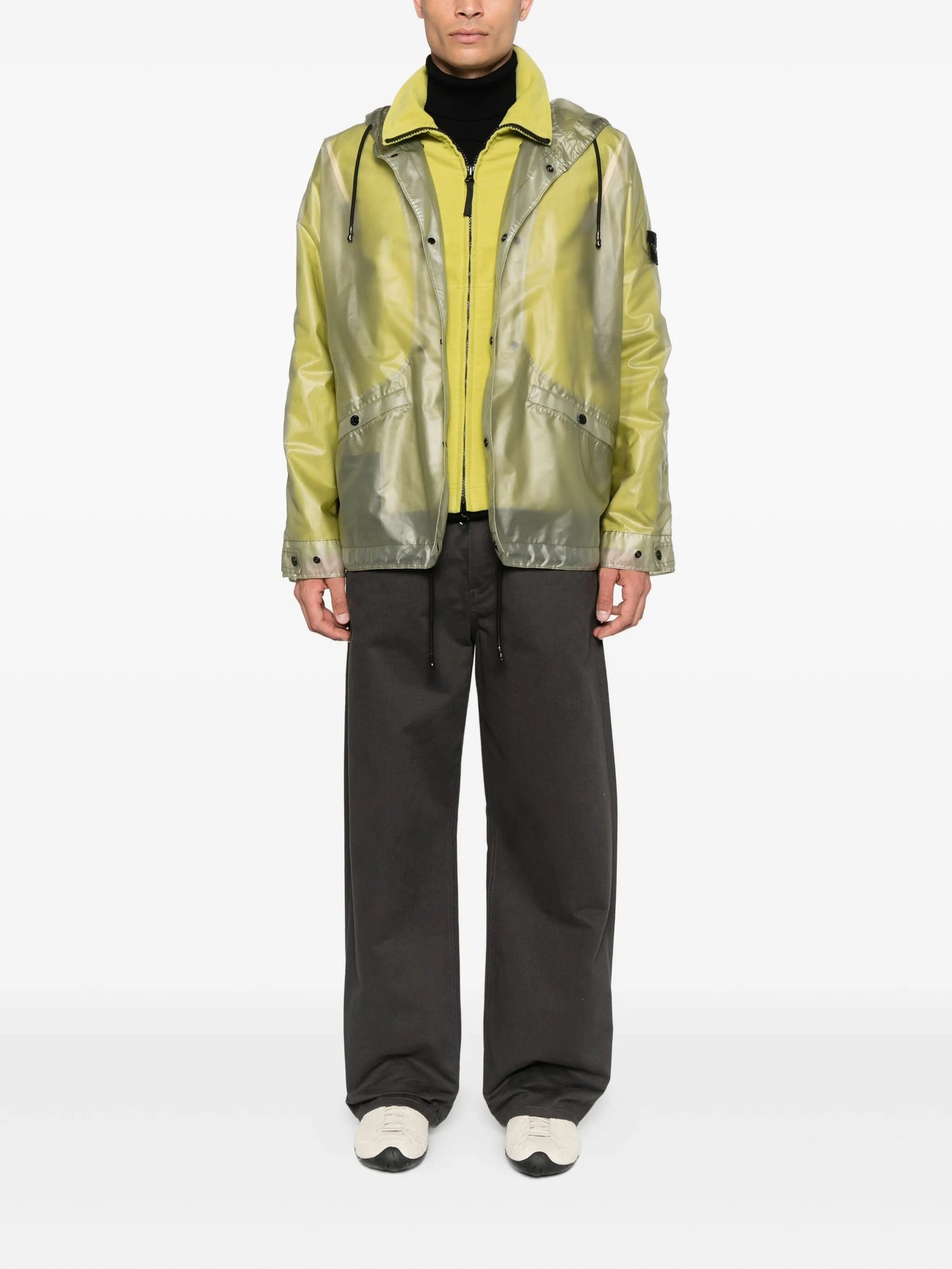hooded transparent raincoat