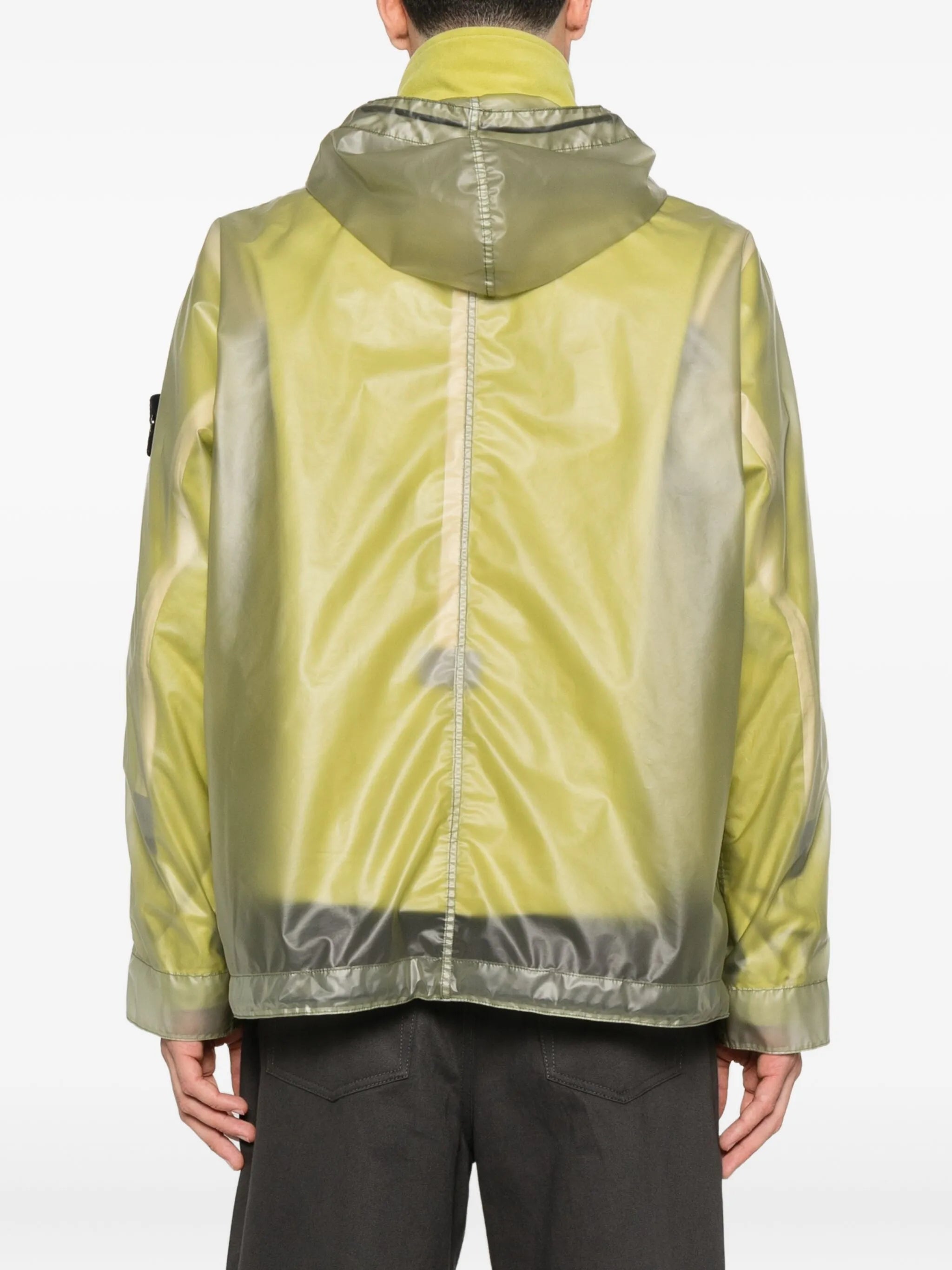 hooded transparent raincoat