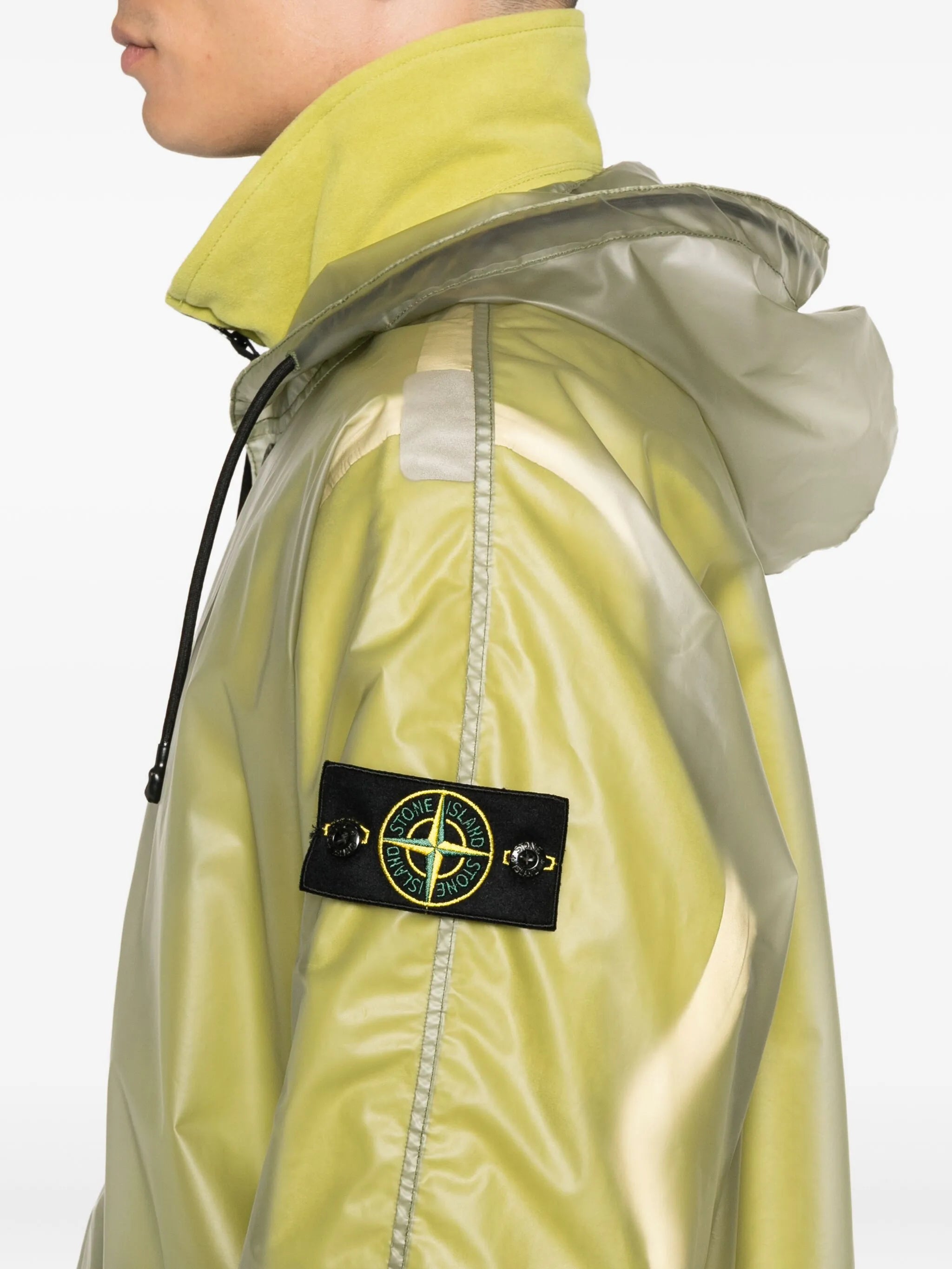 hooded transparent raincoat