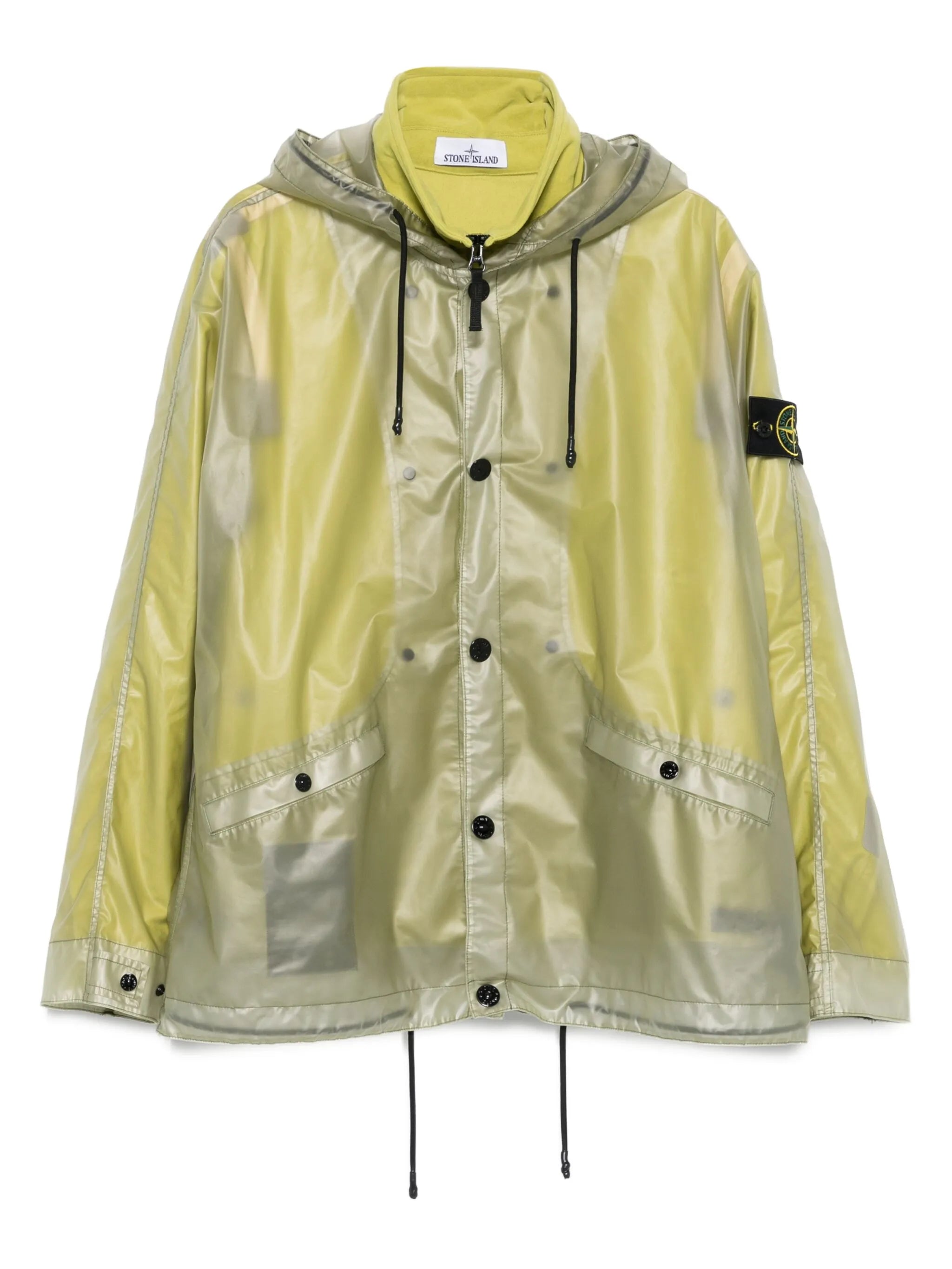 hooded transparent raincoat