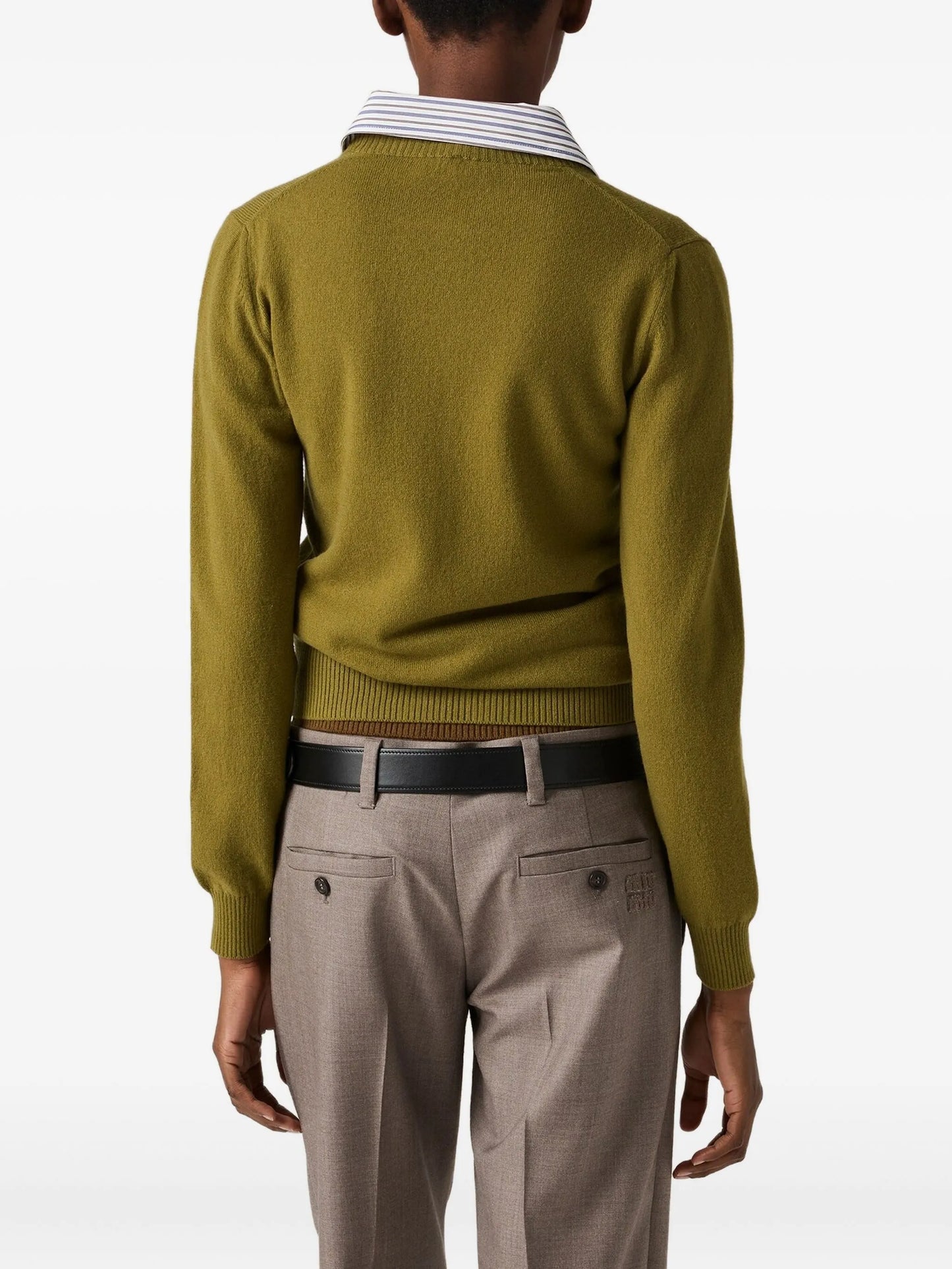 detachable-collar cashmere cardigan