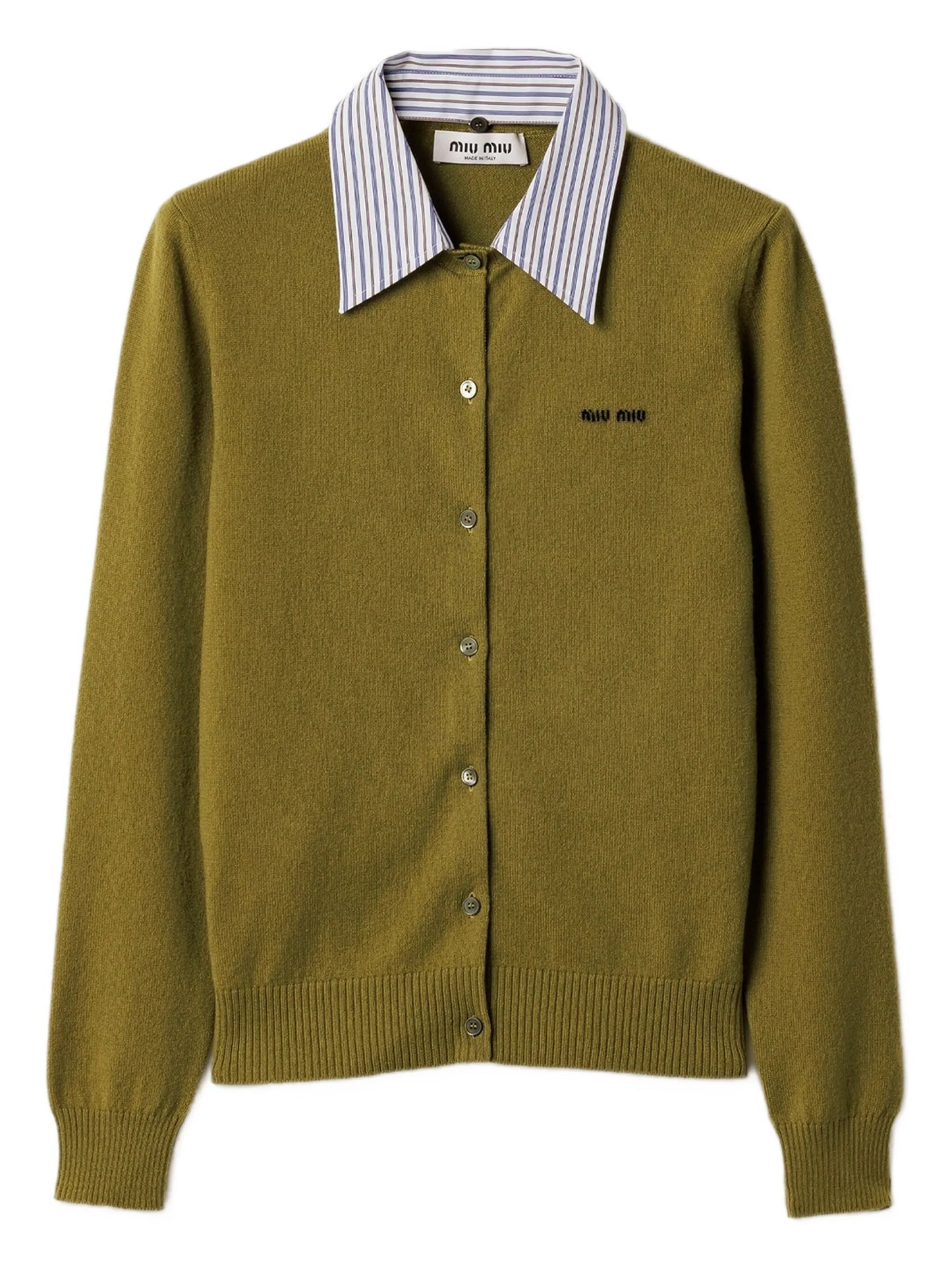 detachable-collar cashmere cardigan