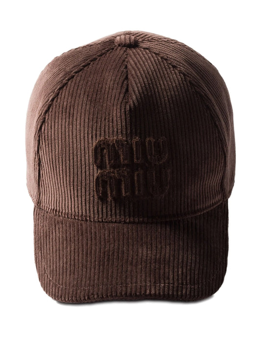 logo-patch corduroy baseball cap