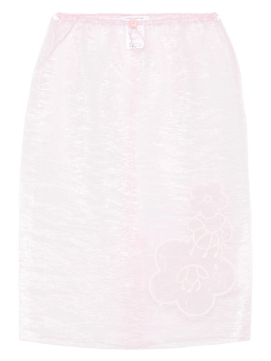 floral-embroidered skirt