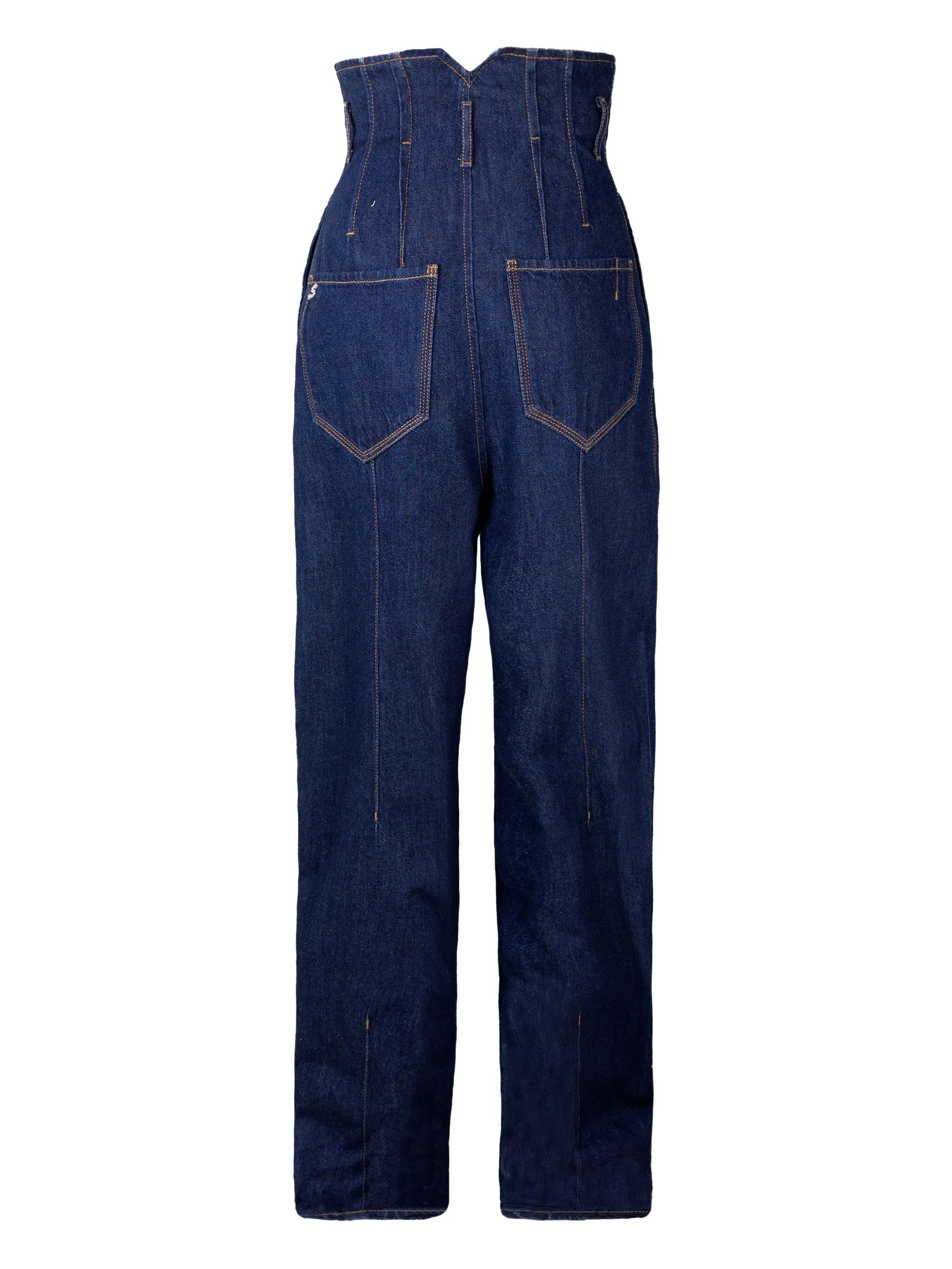 high-waisted seamed jeans