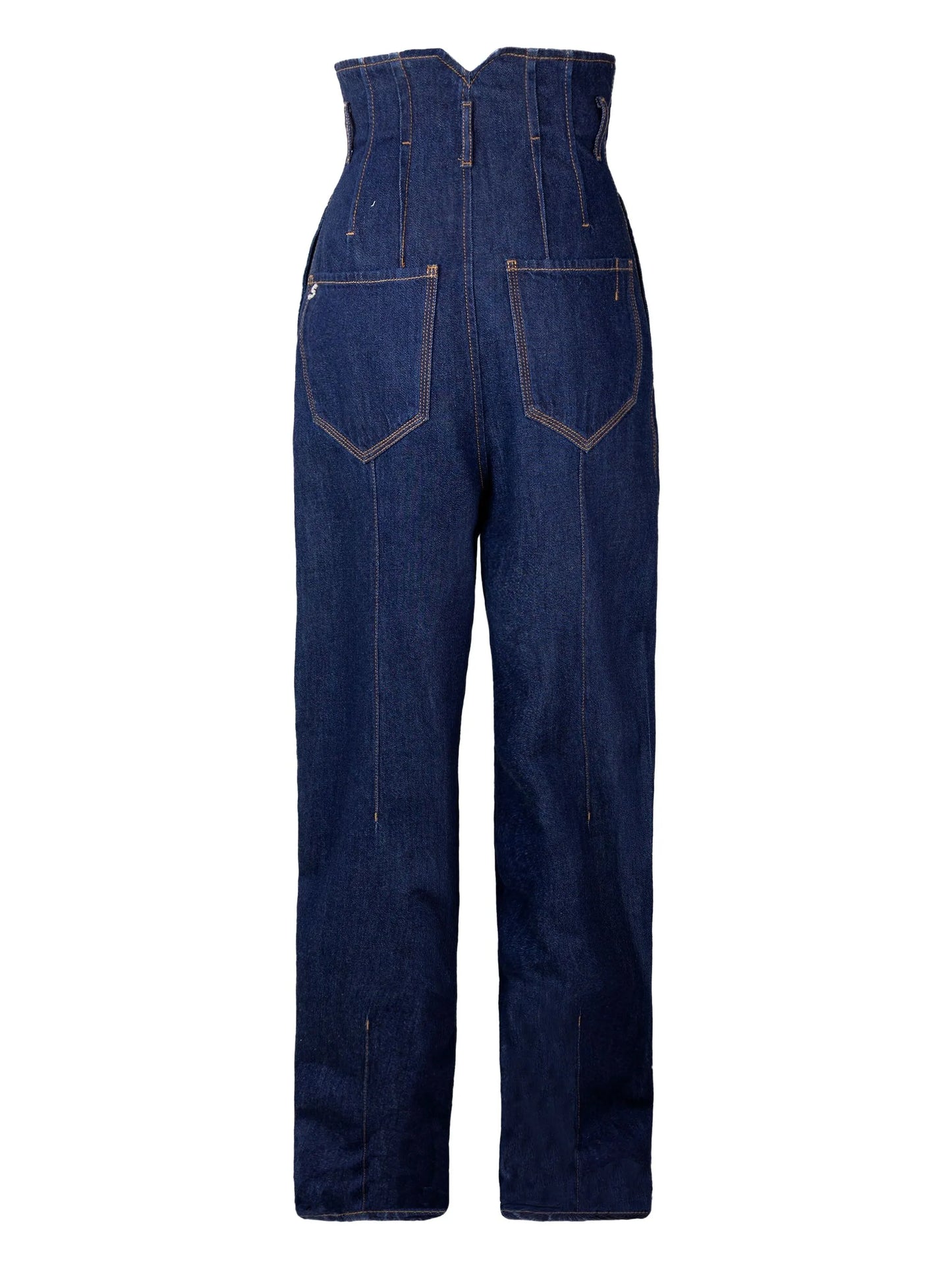 high-waisted seamed jeans