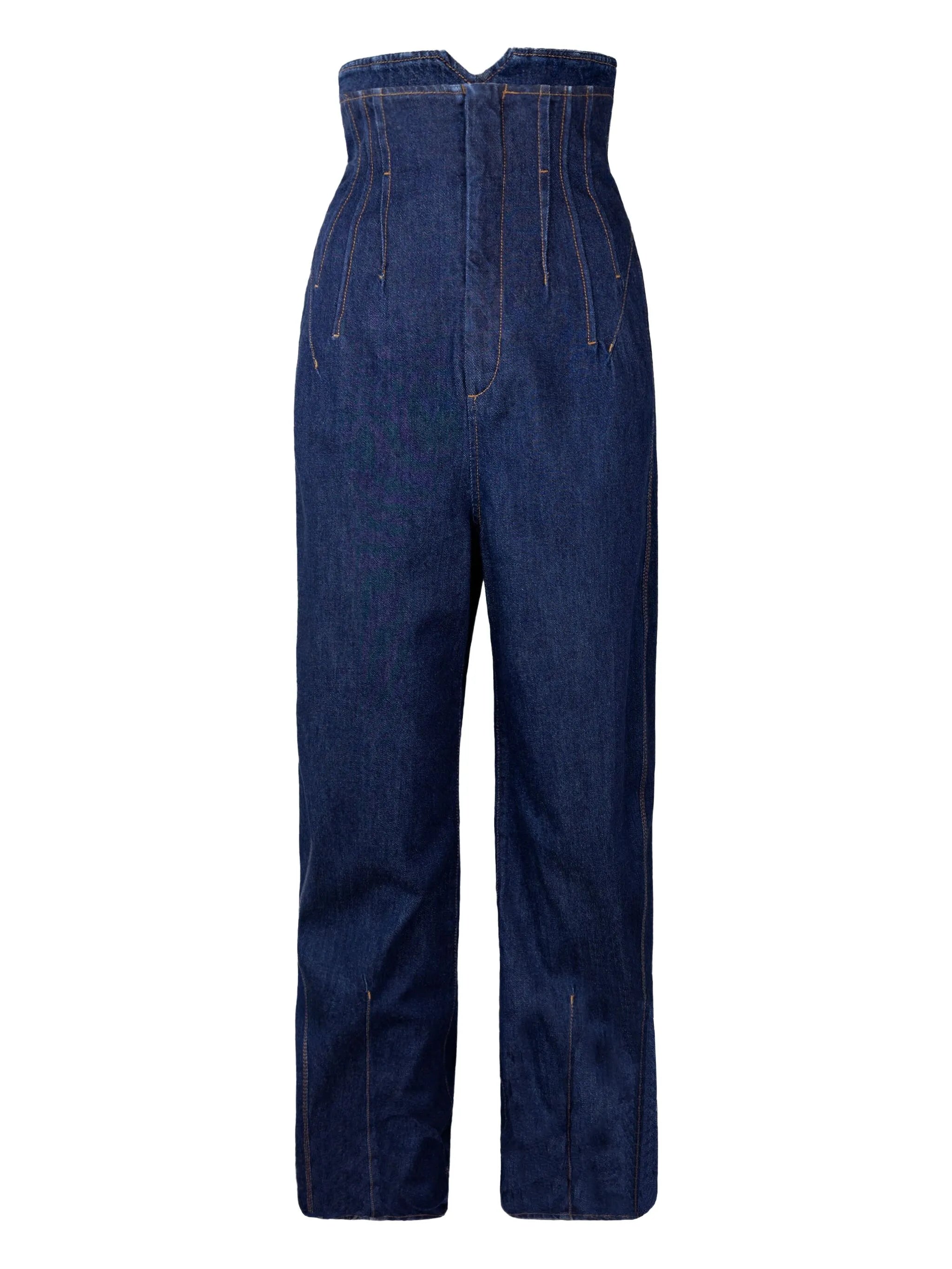 high-waisted seamed jeans