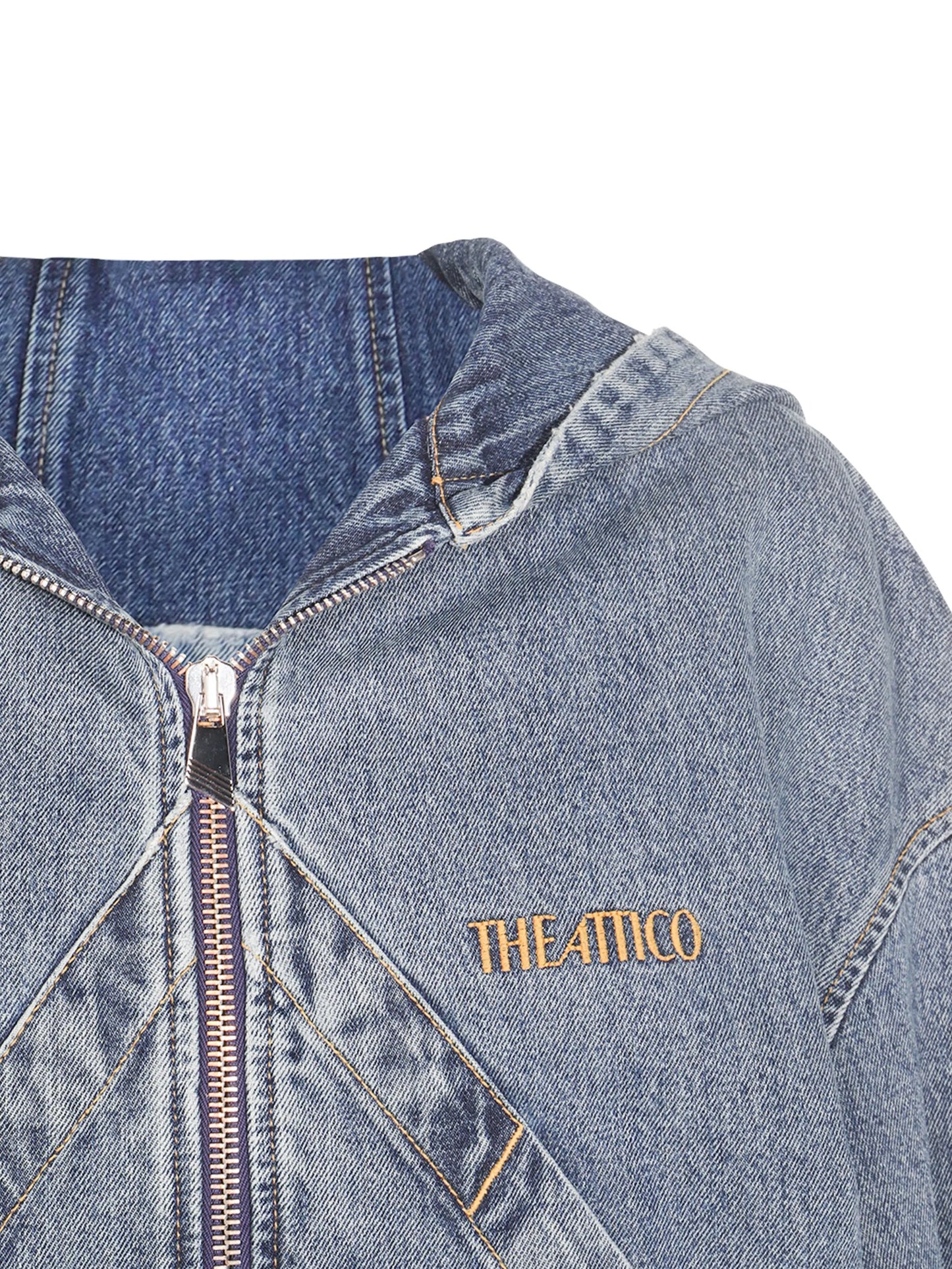 hooded denim bomber jacket
