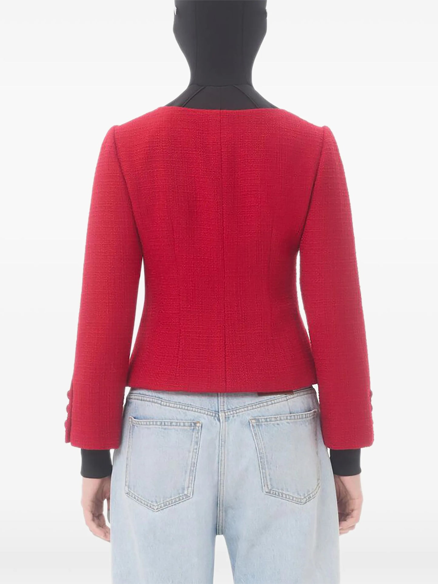 bow-detail tweed blazer