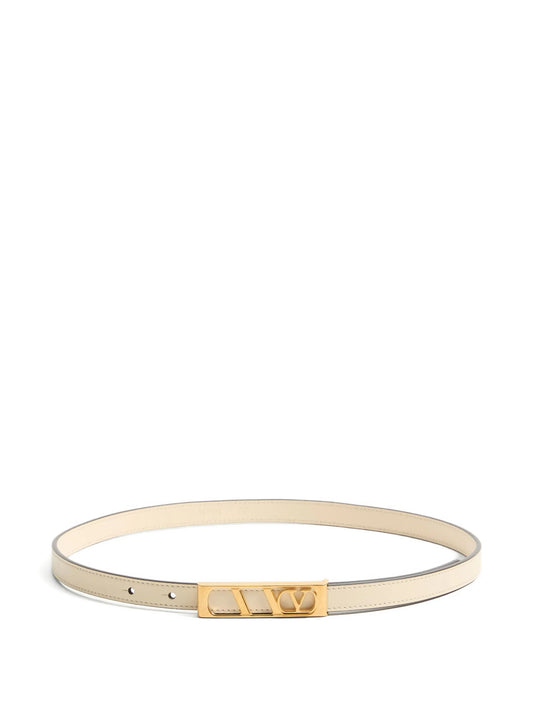 V-logo leather belt