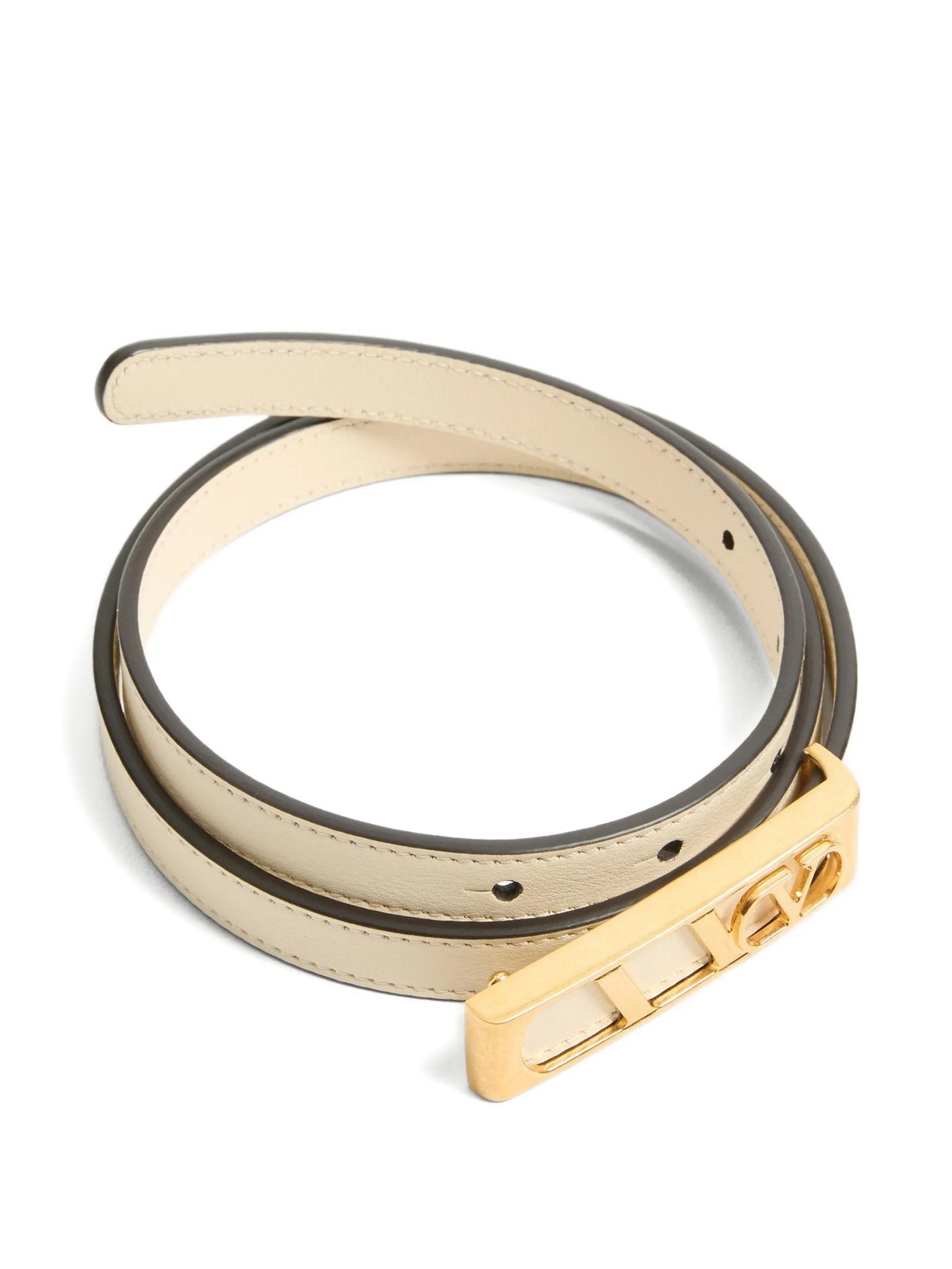 V-logo leather belt