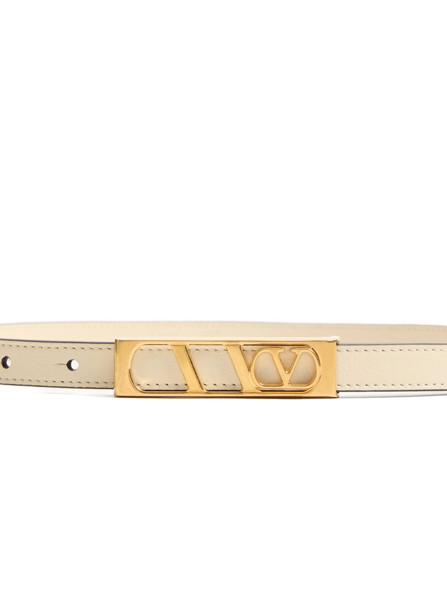 V-logo leather belt
