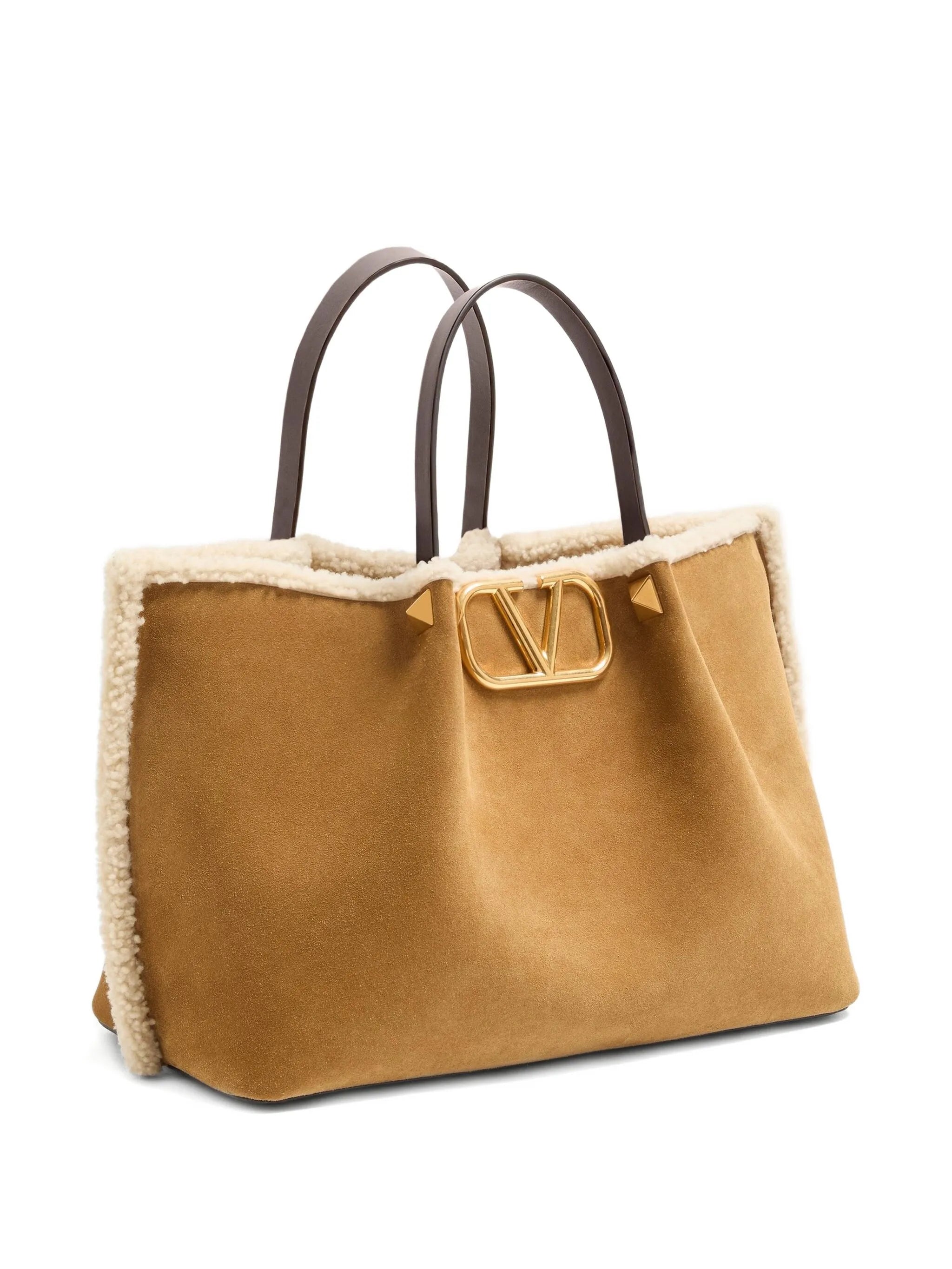 medium VLogo Signature suede tote bag
