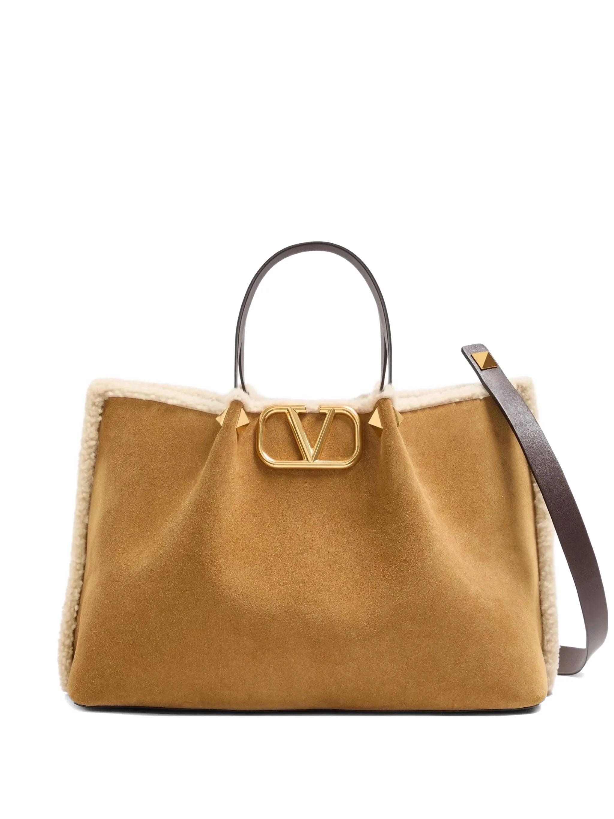VLogo Signature suede tote bag