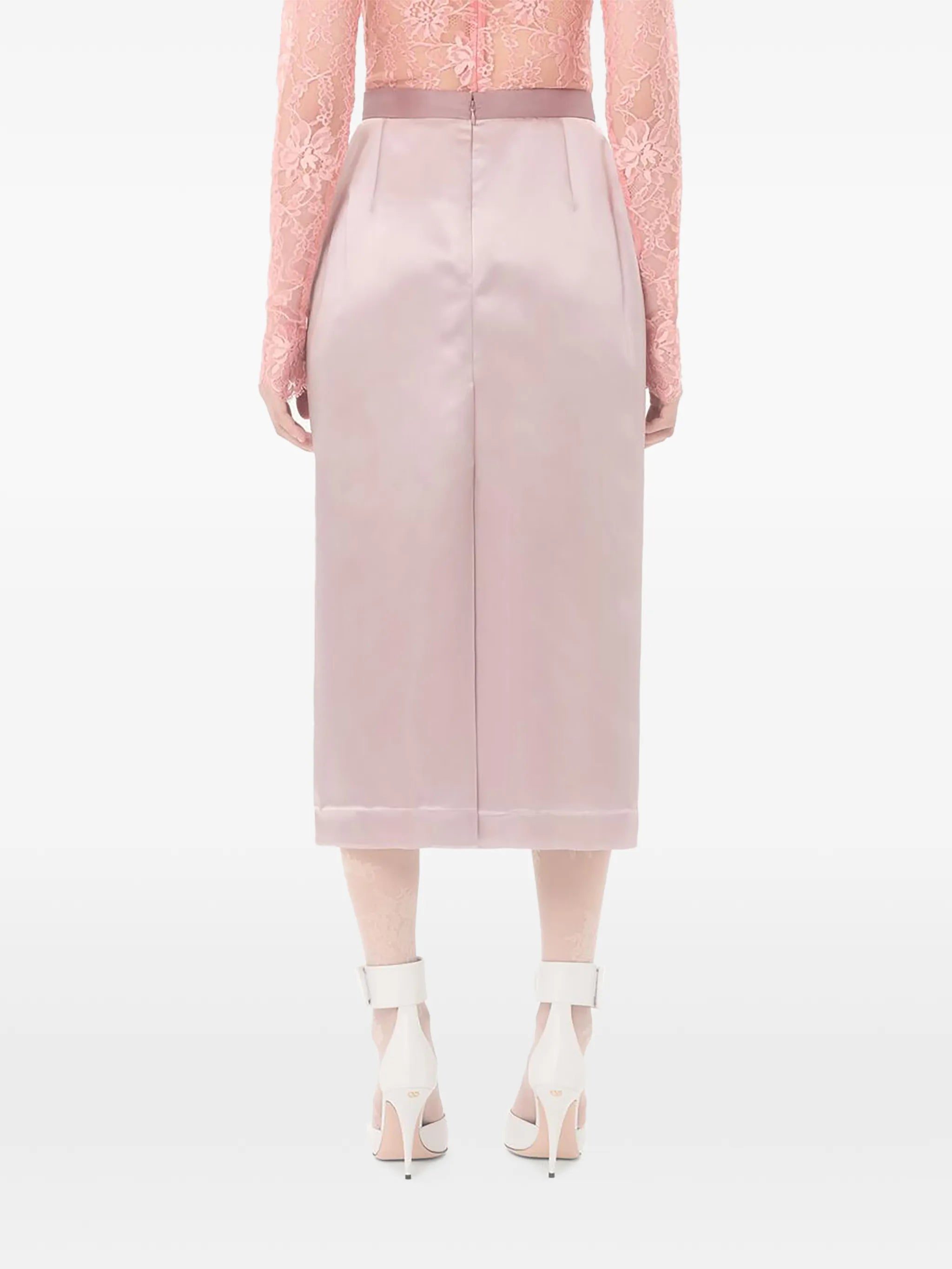 bow-detail satin midi skirt