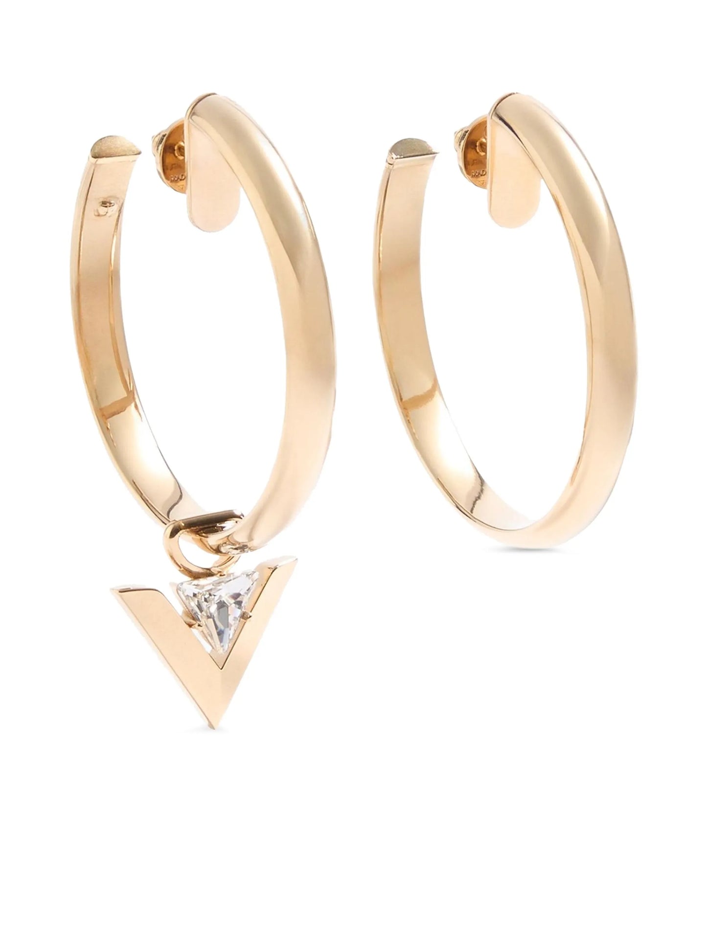 Je Les V-metal and crystal hoop earrings
