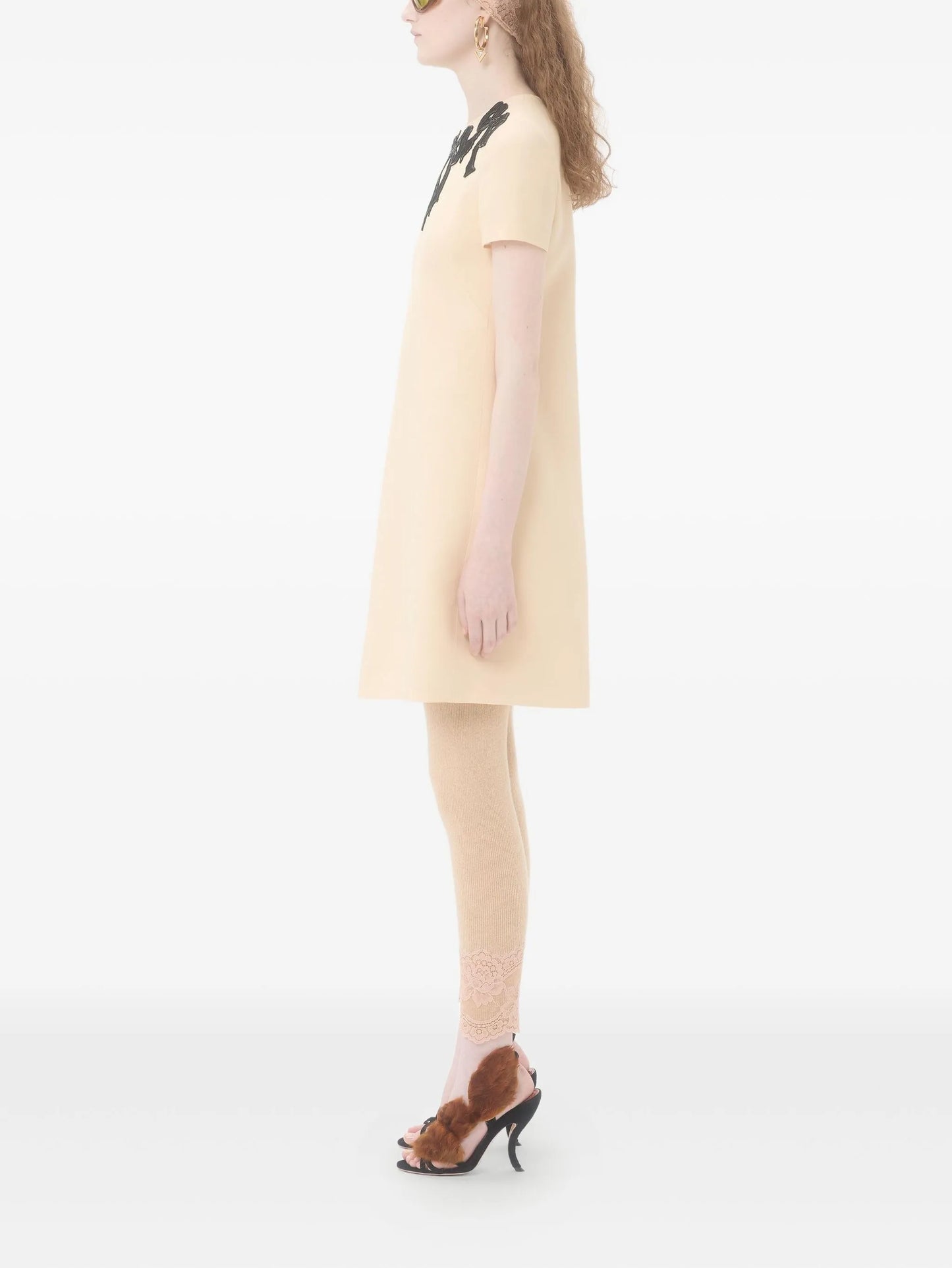 bow-embroidered mini dress