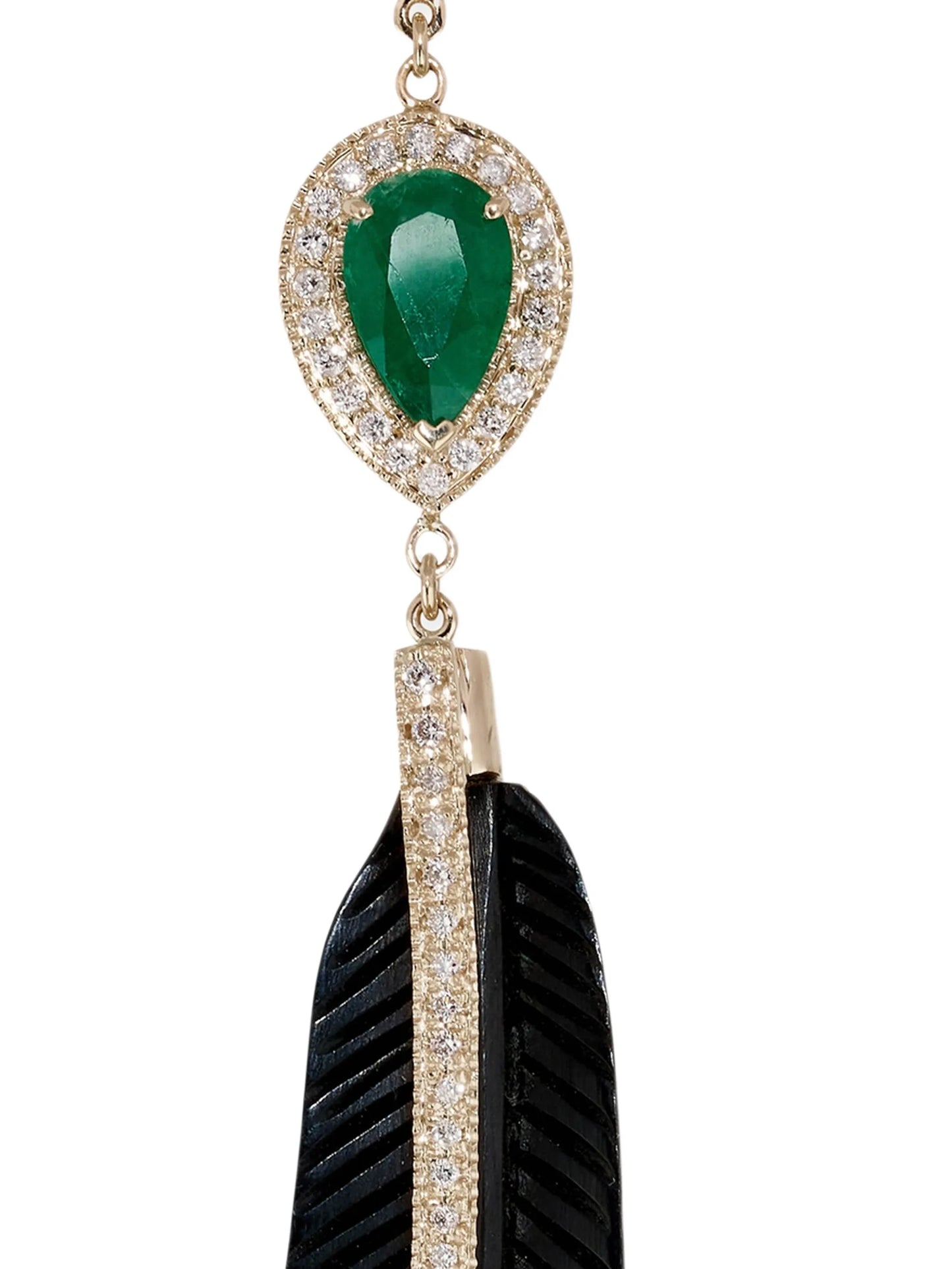 14K yellow gold Sophia diamond emerald earrings