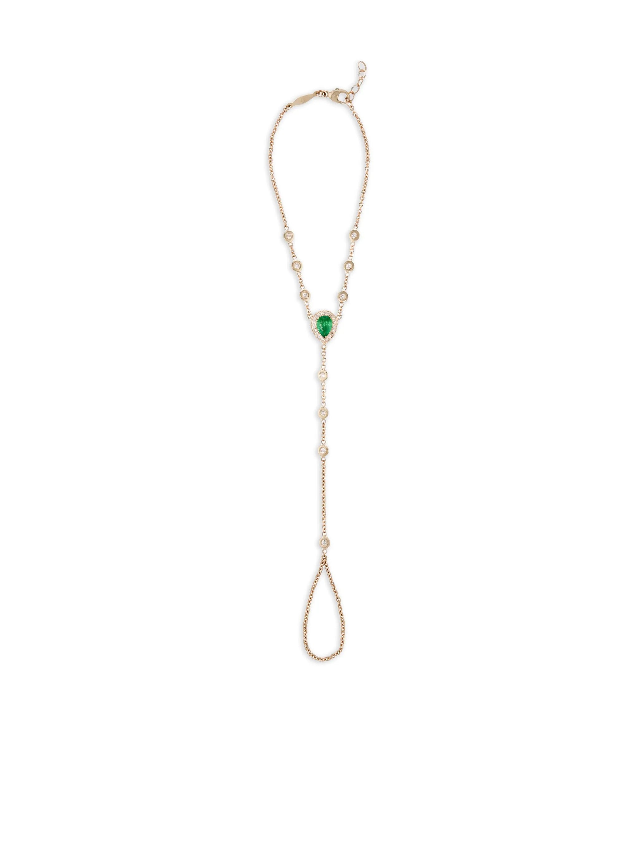 14K yellow gold emerald diamond bracelet