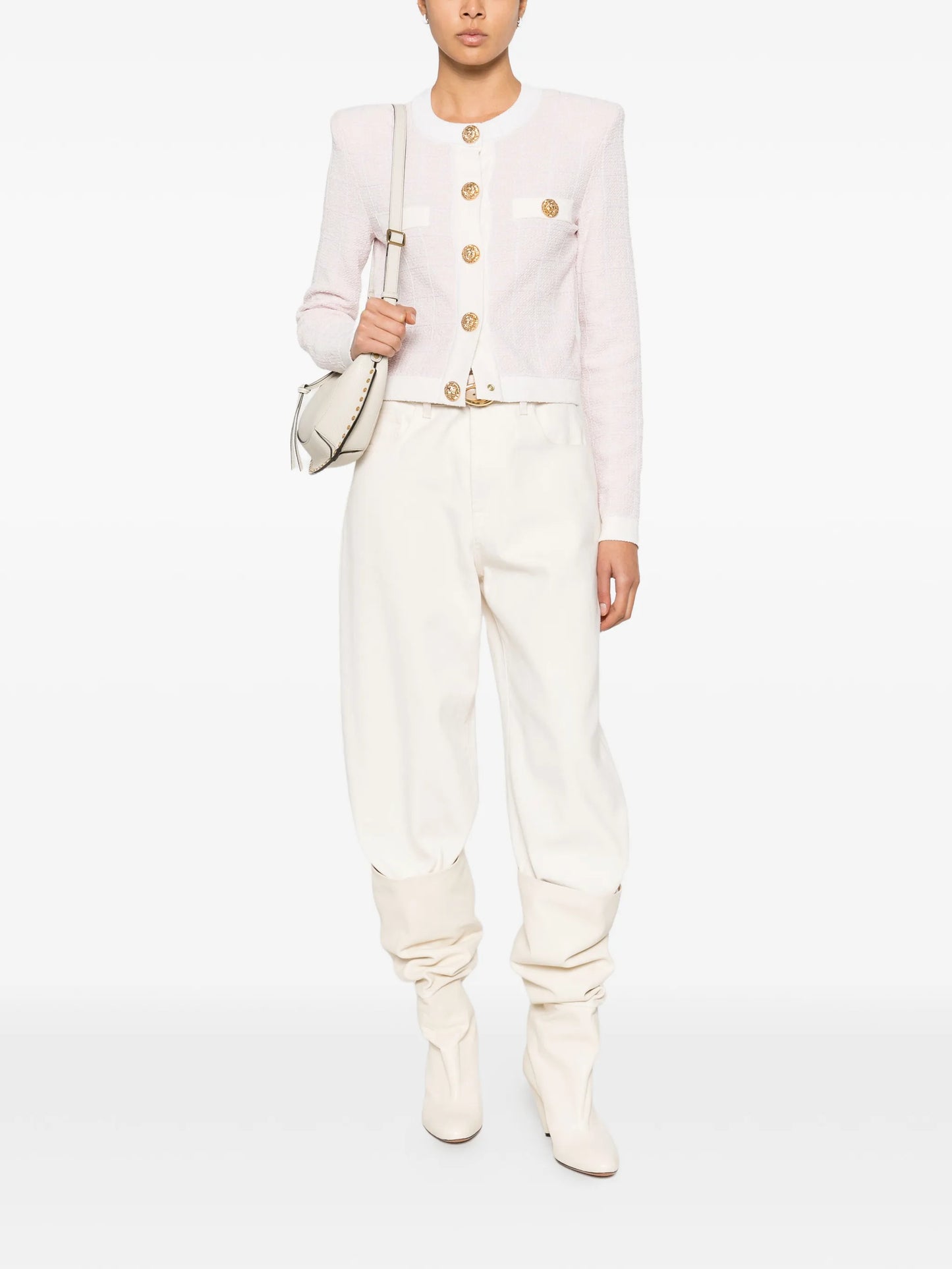 light tweed button cardigan