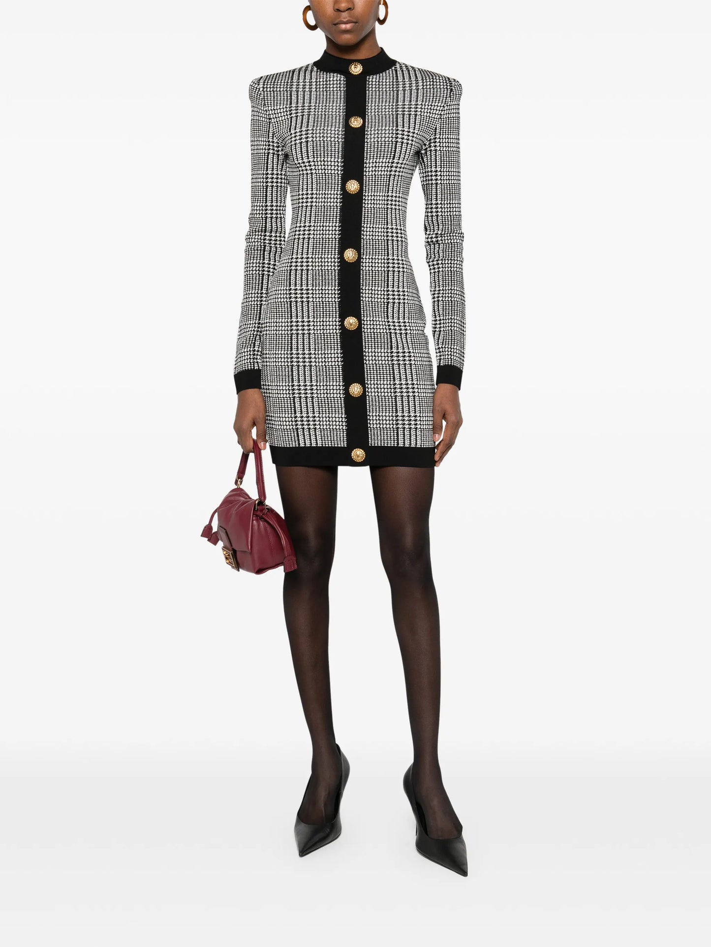 button-embellishment mini dress