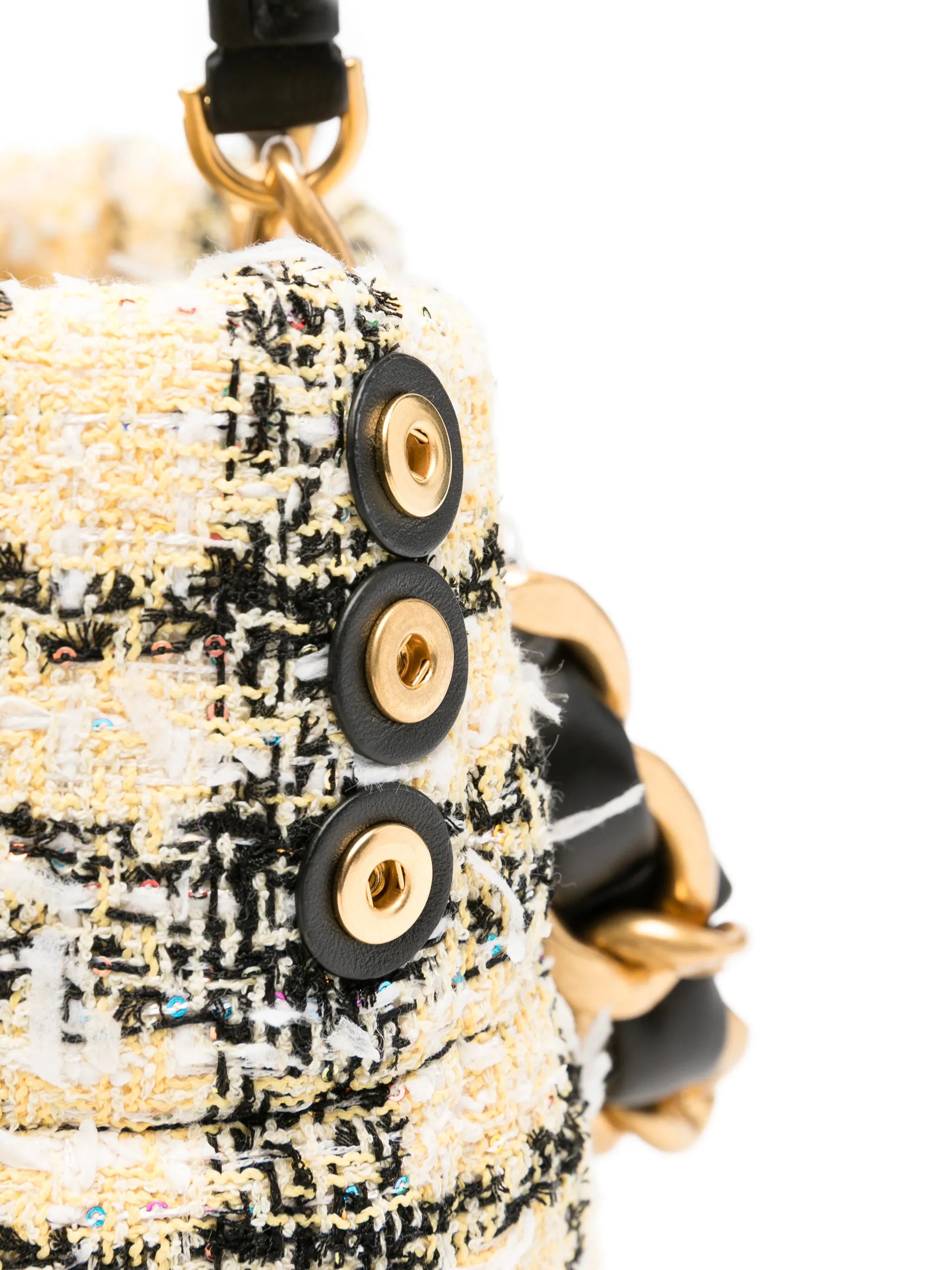 tweed chain tote bag