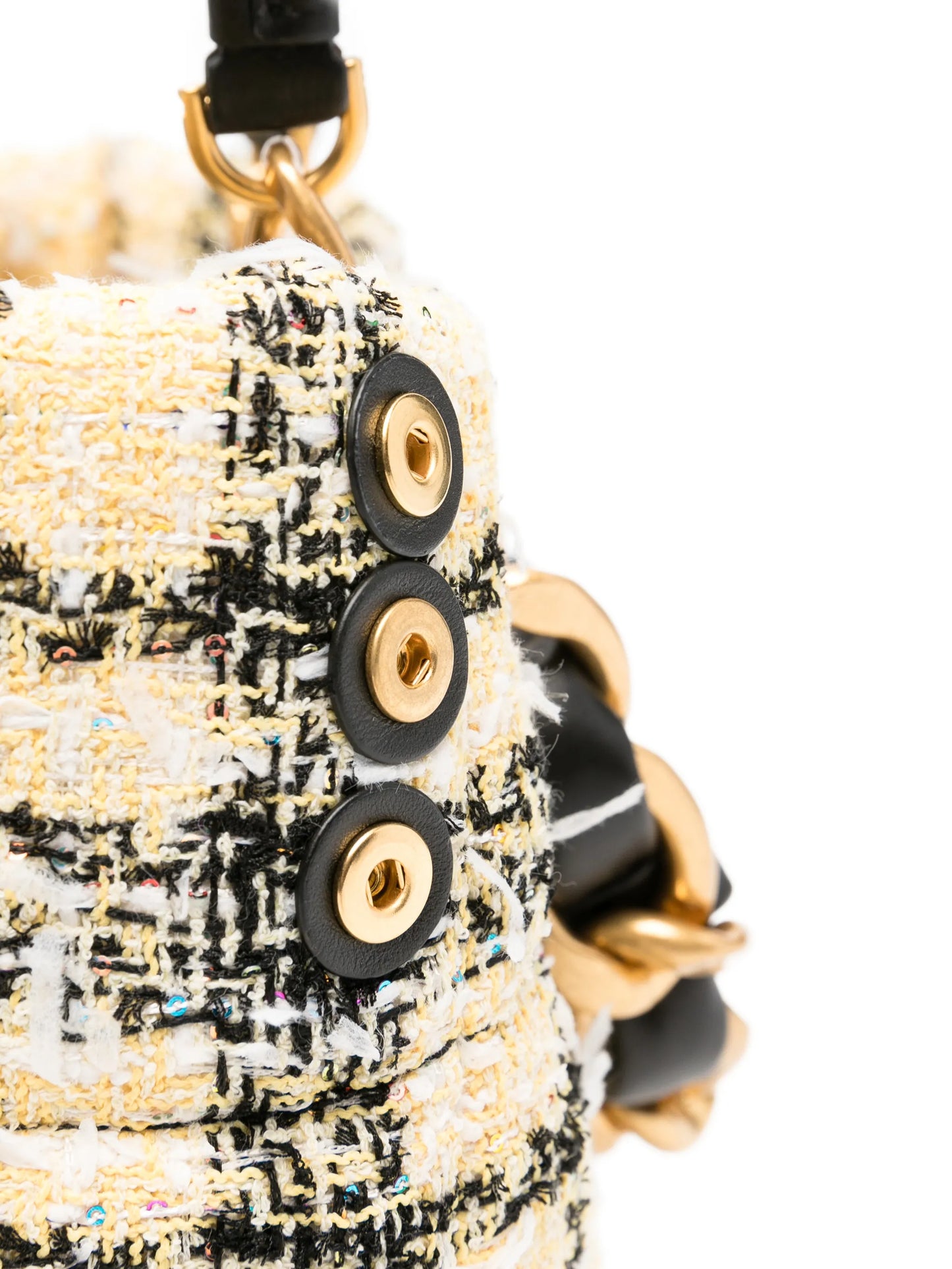 tweed chain tote bag