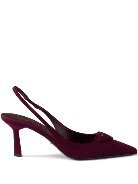 75mm slingback triangle-logo pumps