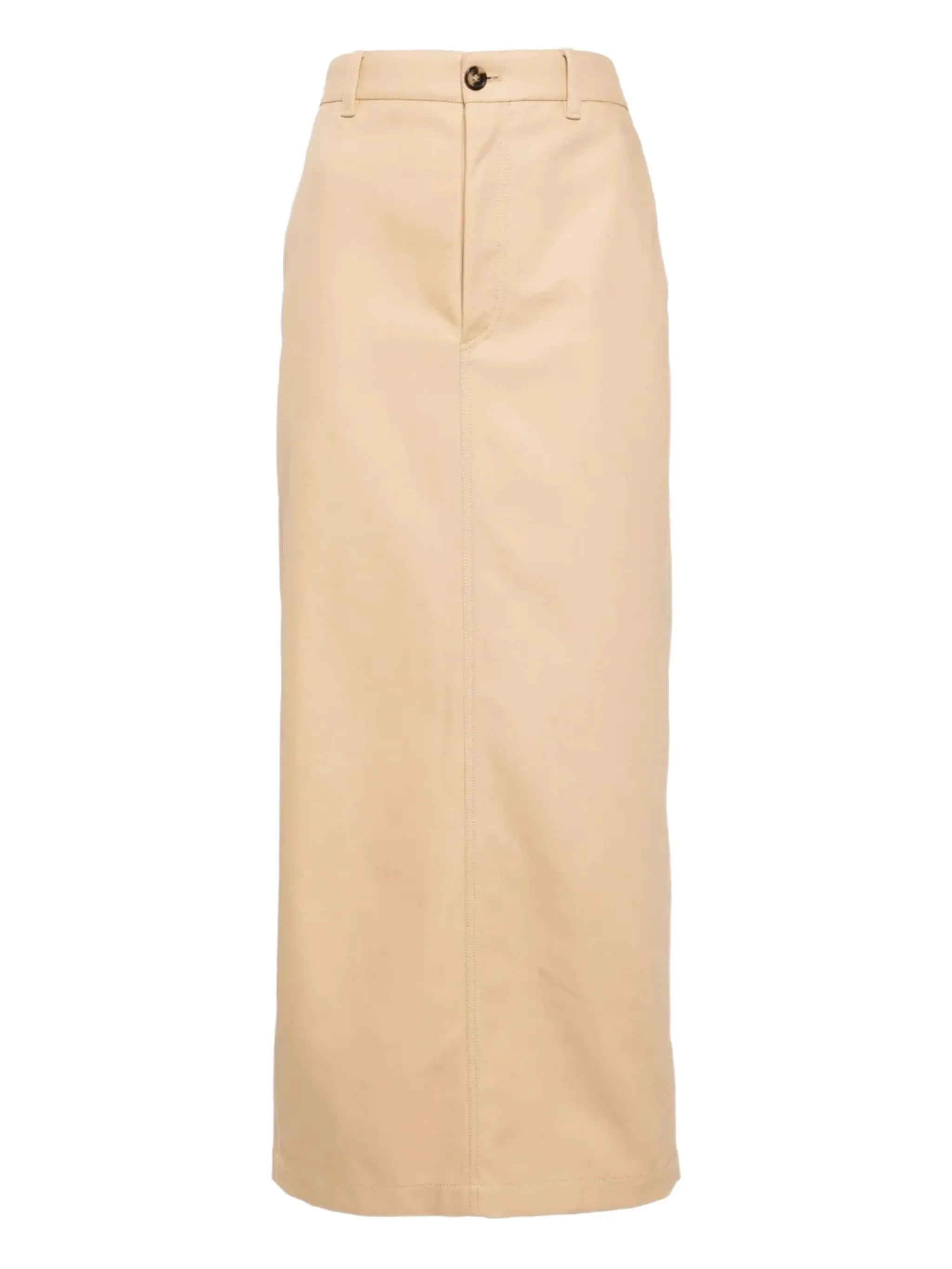 button back midi skirt
