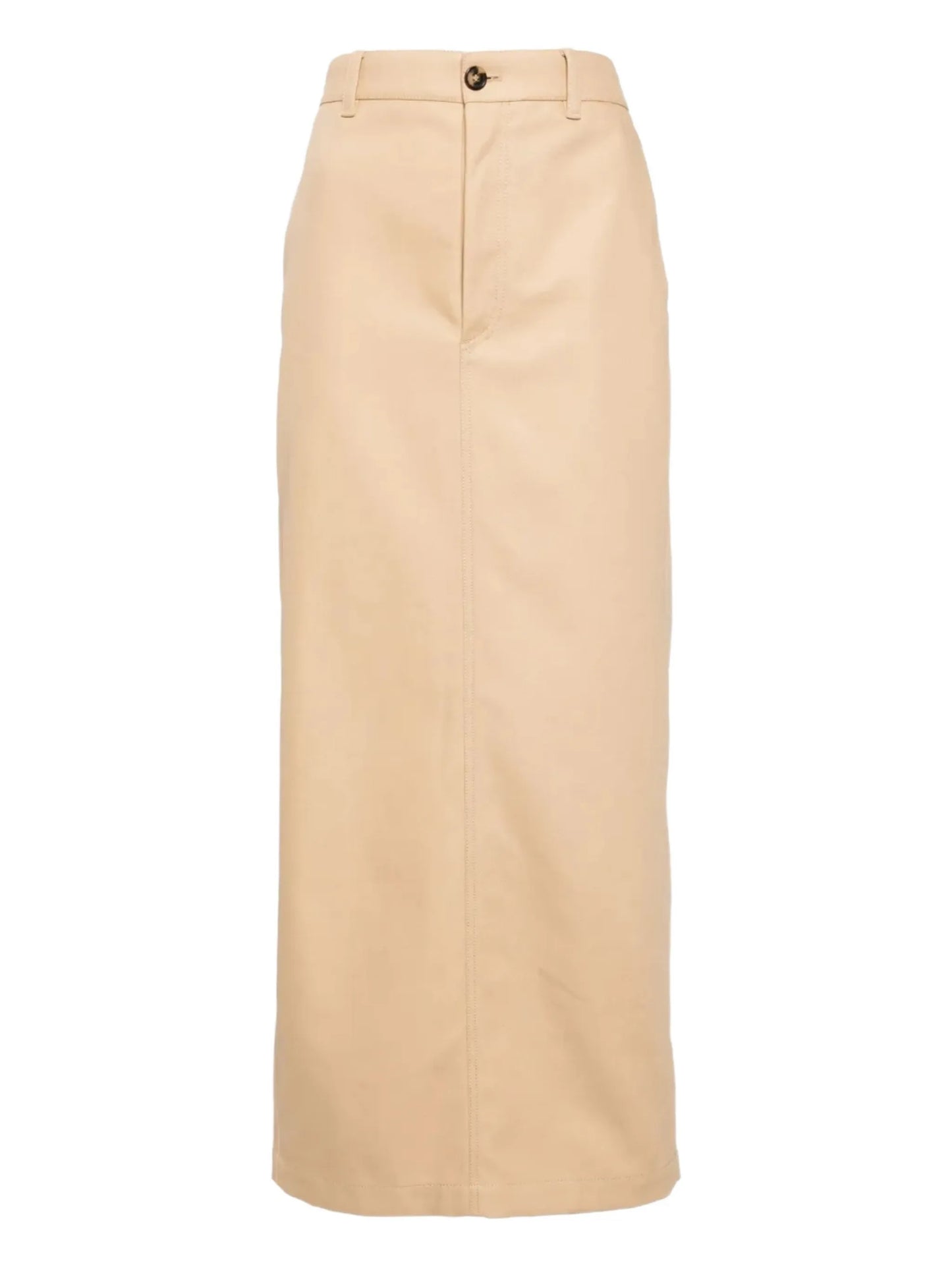 button back midi skirt